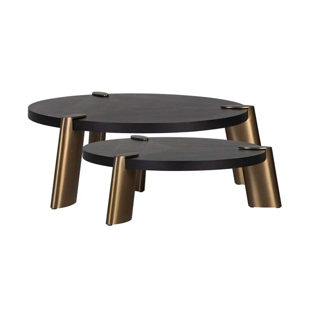 Set von Couchtischen BRODY schwarz mit messingfarbenem Gestell