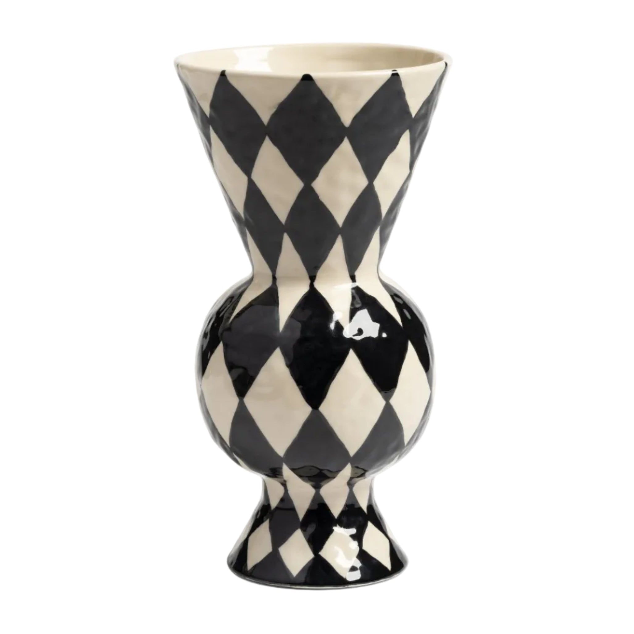 Rhombic Vase Black with White