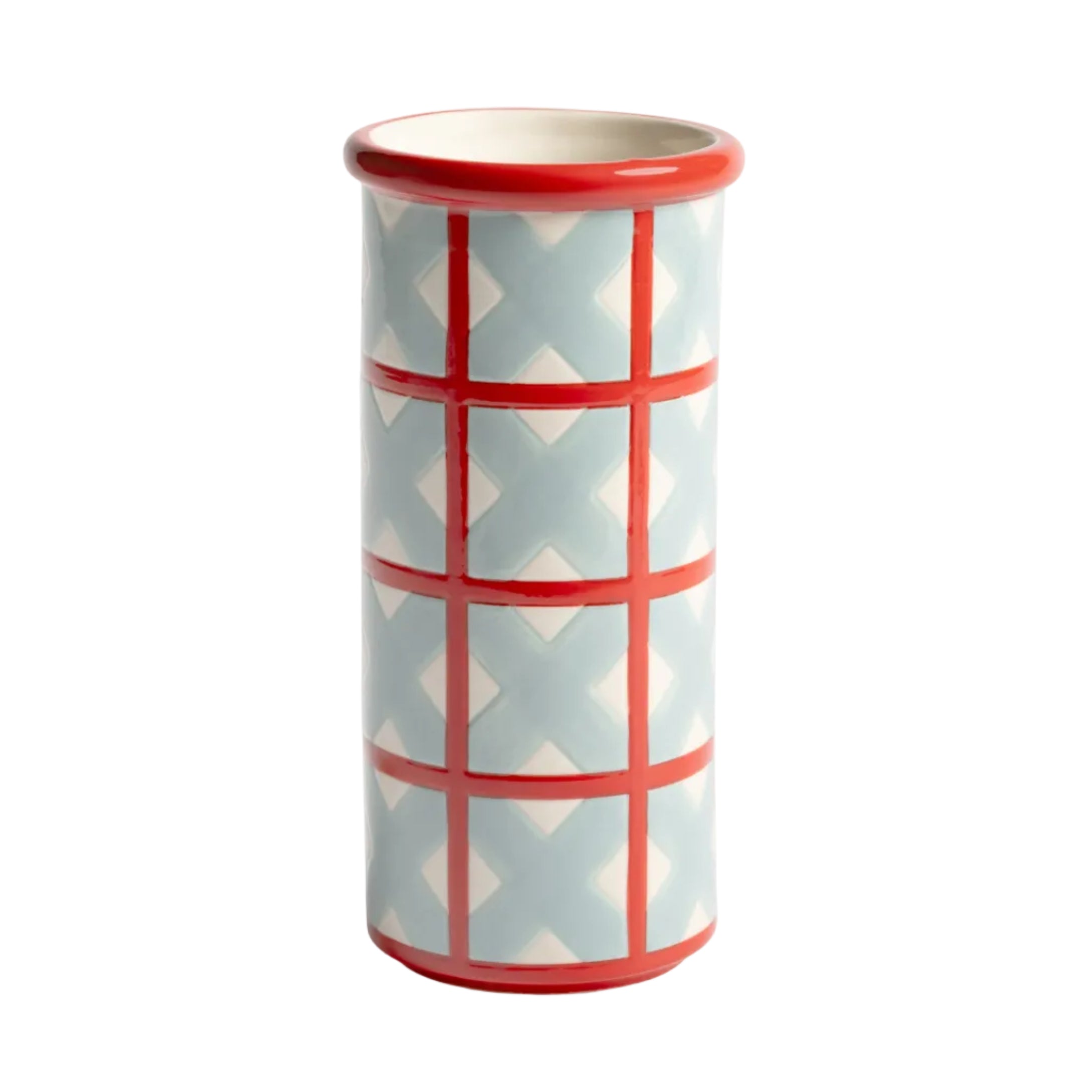 PATCH CROSS vase blue with white and red