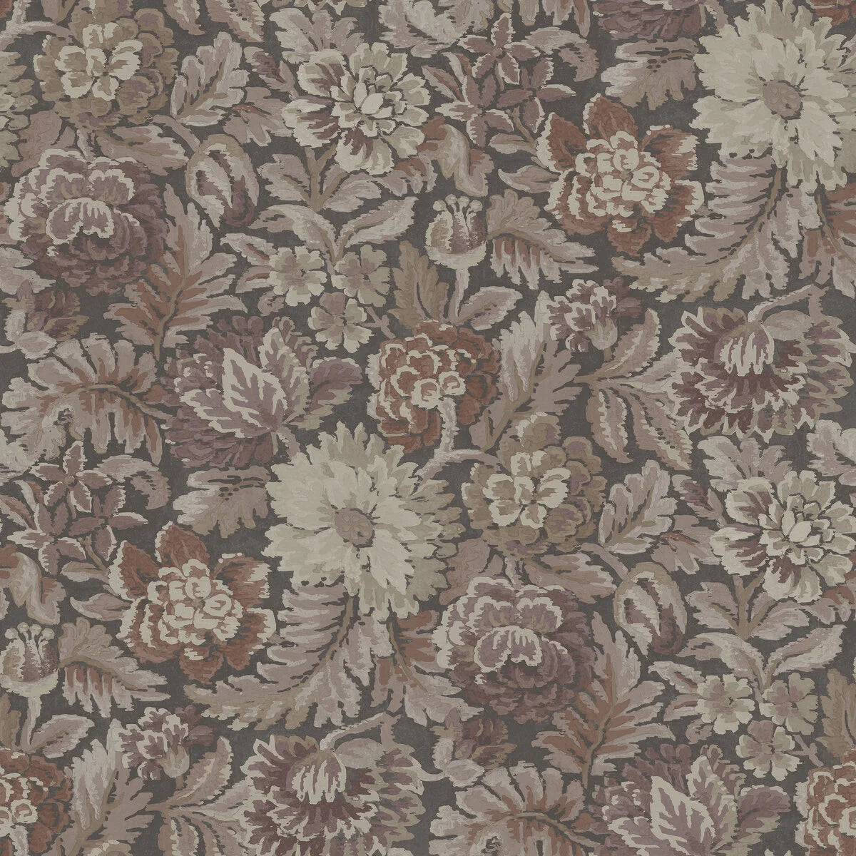 Tapete mit floralem Muster NIGHTINGALE GARDEN bordeaux mit beige