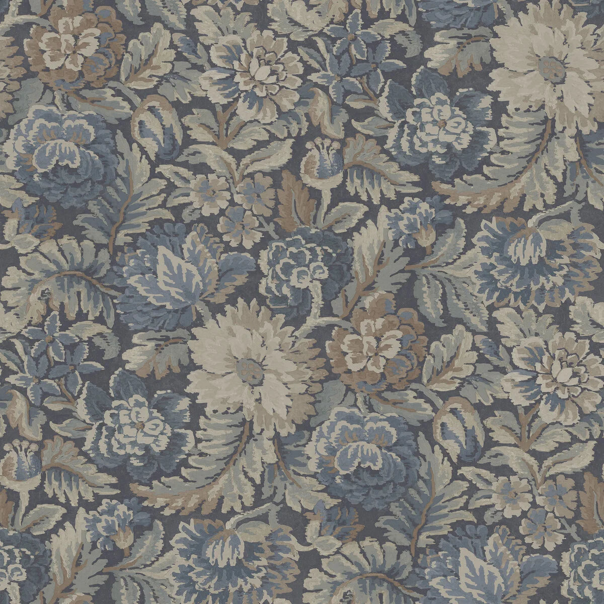 Tapete mit floralem Muster NIGHTINGALE GARDEN blau mit beige