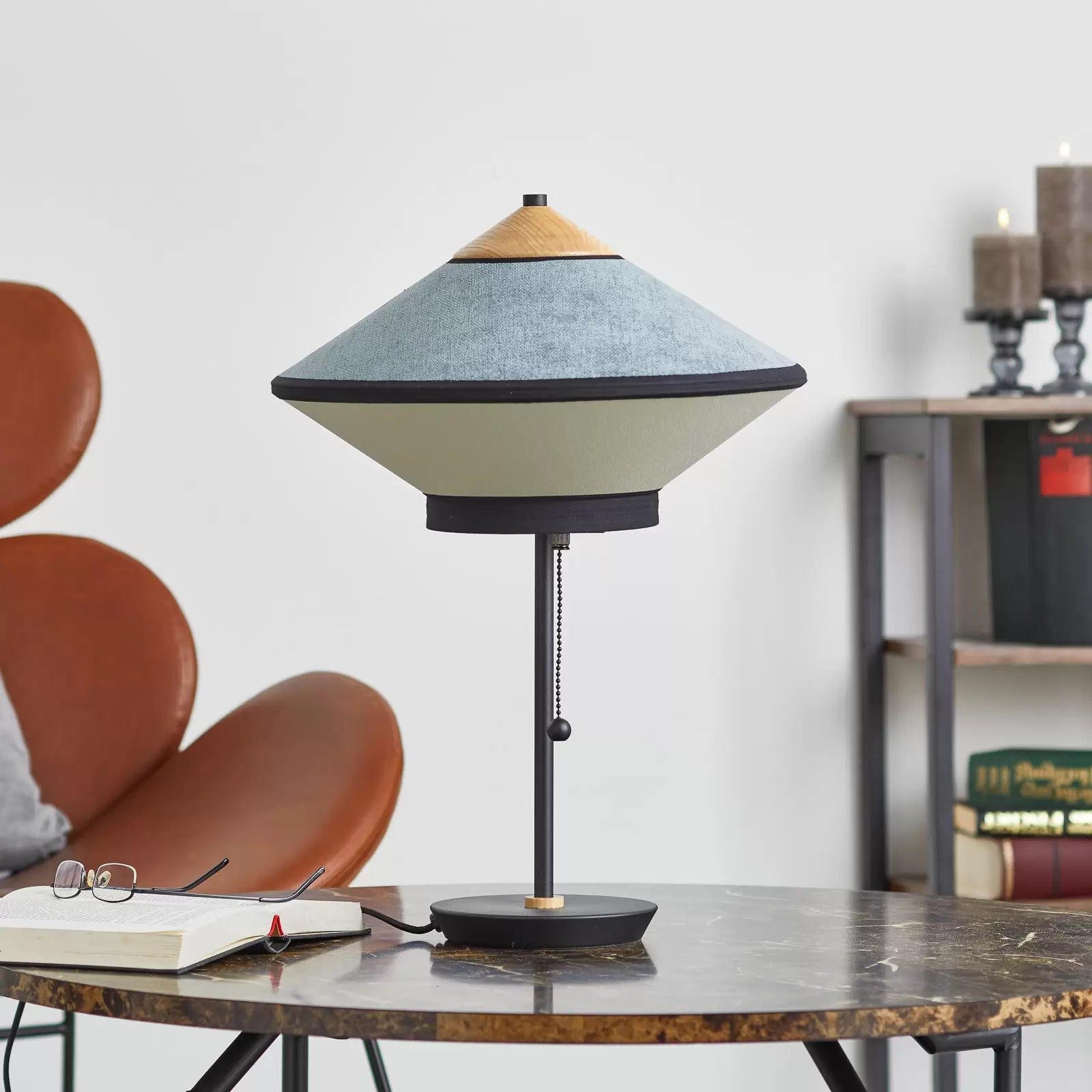 Blue cymbal table lamp