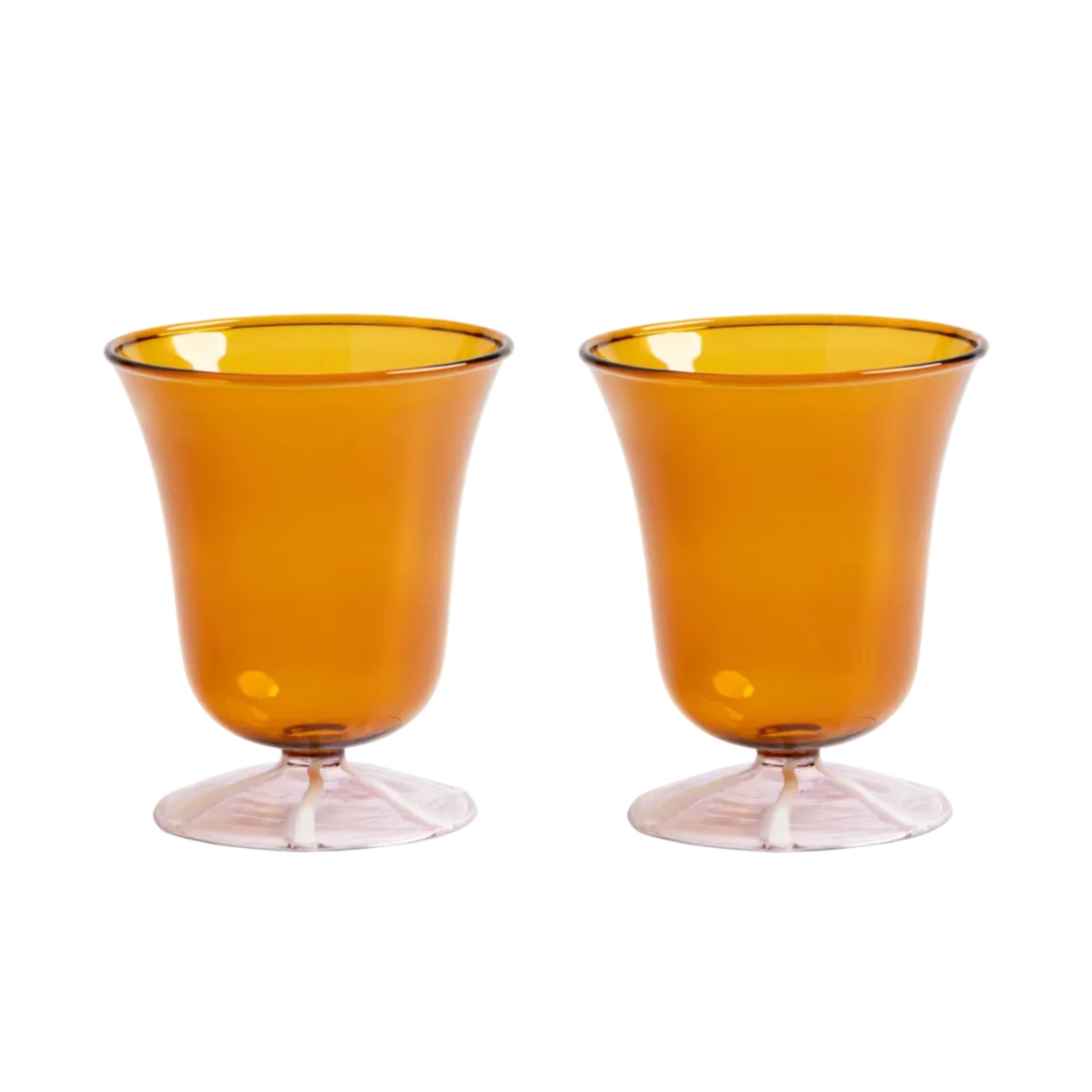 EVE-Set aus bernsteinfarbenen Gläsern mit Rosa