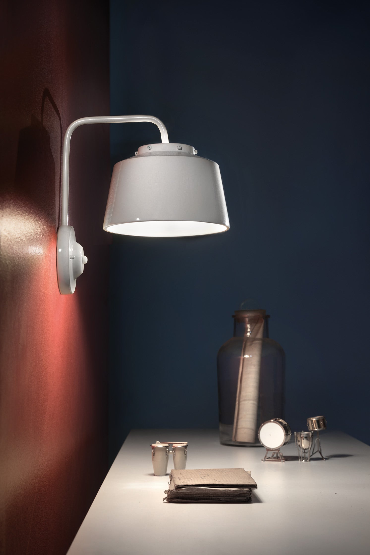 50's Red Ceramic Wall Lamp
