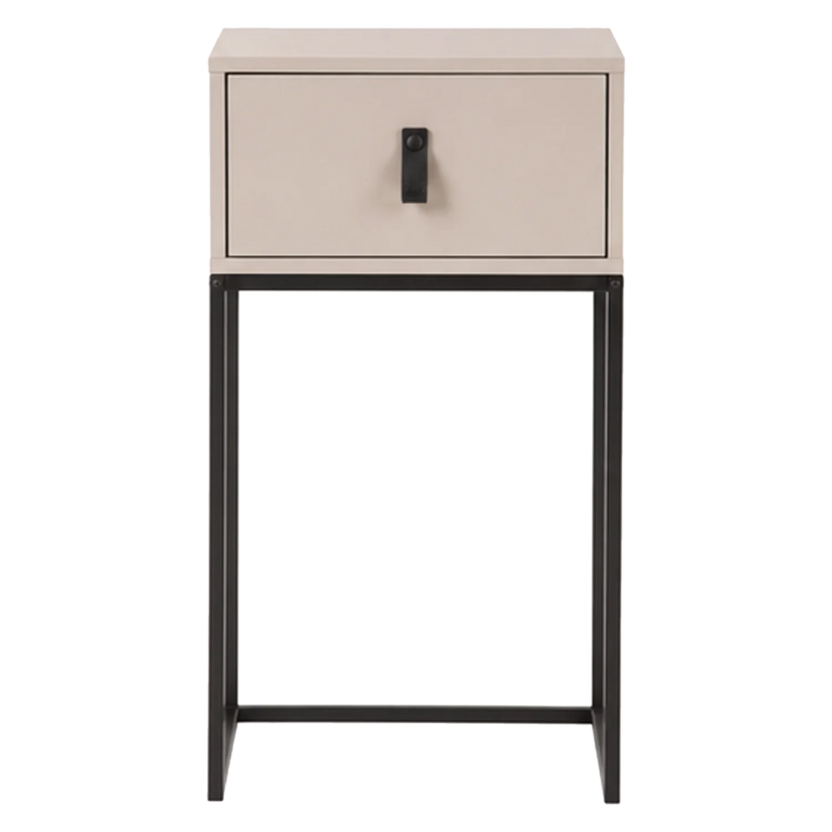 Nachttisch ZOLA beige mit schwarzem Gestell