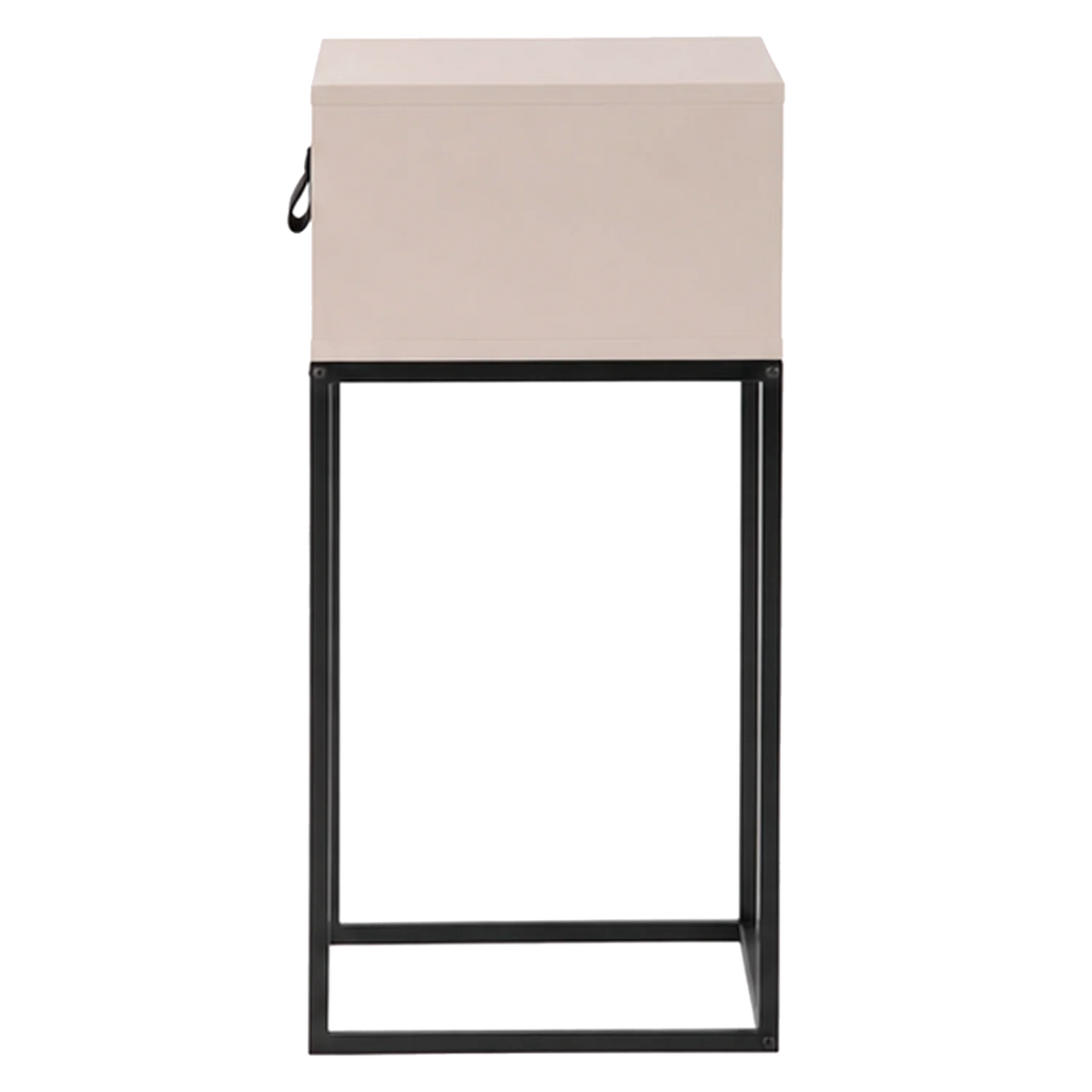 Nachttisch ZOLA beige mit schwarzem Gestell