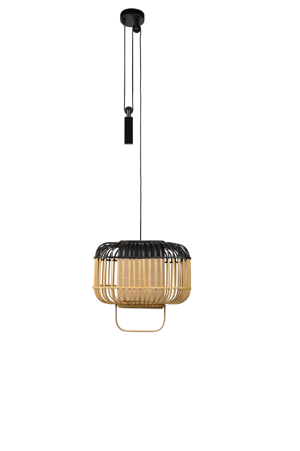 Quadratische Hanglampe Bambus schwarz