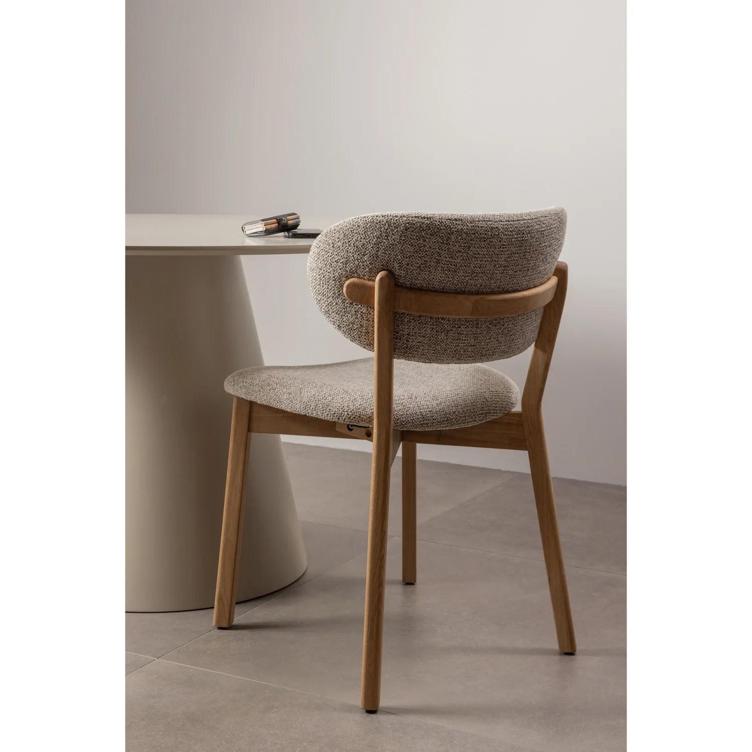 UDAR chair in gray-beige with a wooden base