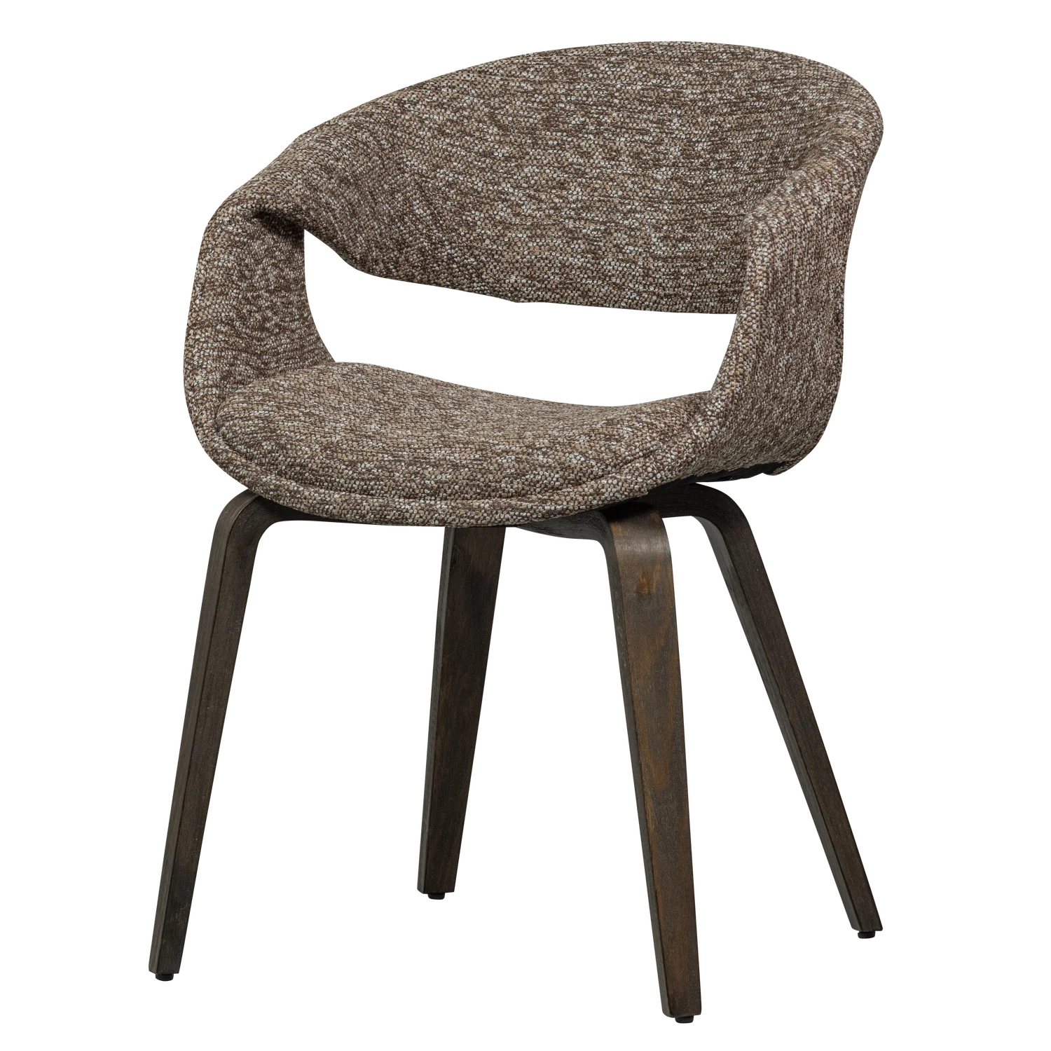 Sessel mit Armlehnen YOSSI braun mit dunkelbraunem Holzgestell