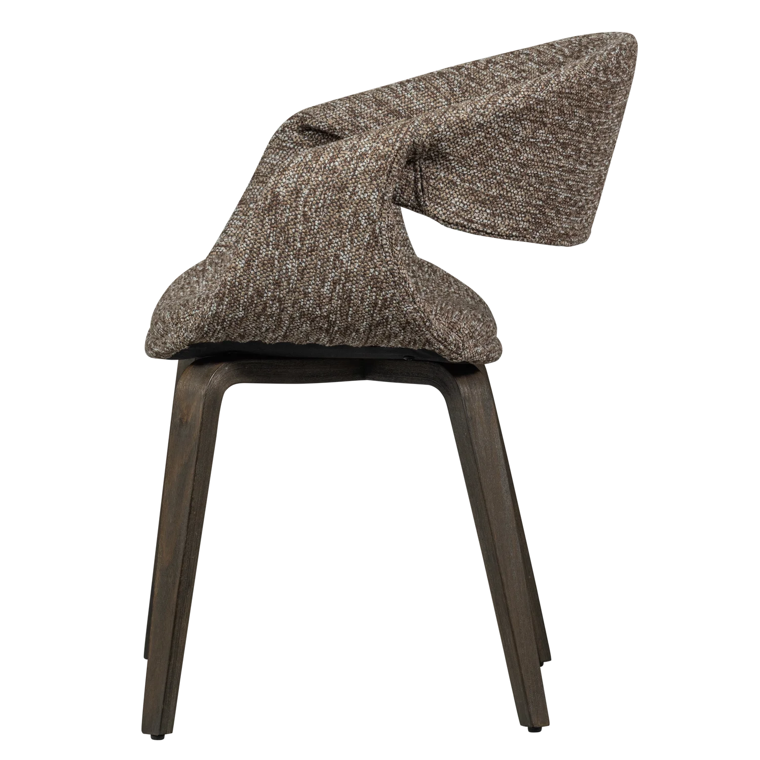 Sessel mit Armlehnen YOSSI braun mit dunkelbraunem Holzgestell