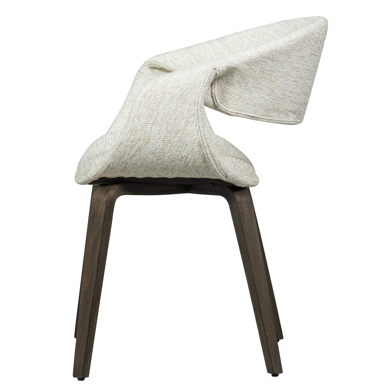 Sessel mit Armlehnen YOSSI cremefarben mit dunkelbraunem Holzgestell