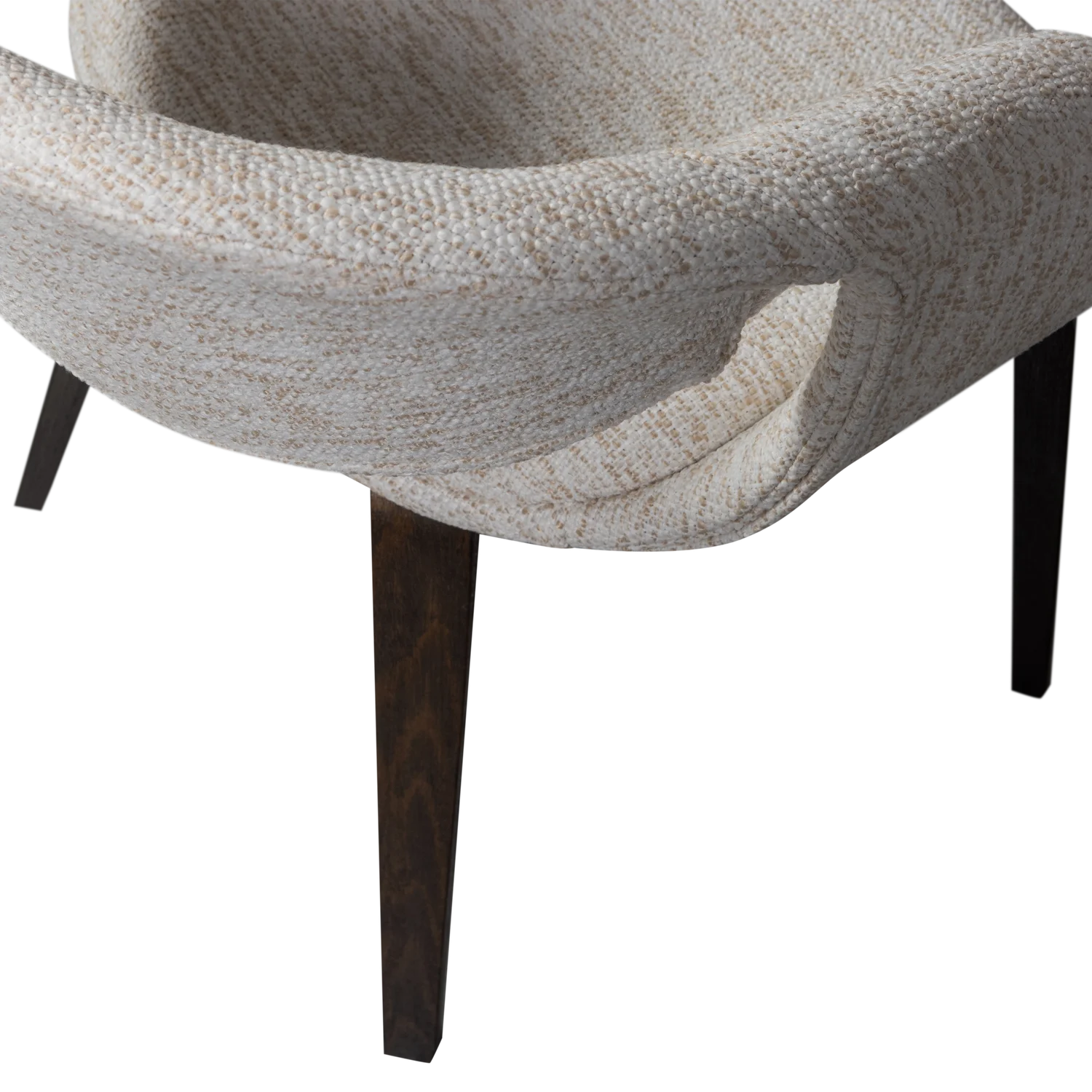 Sessel mit Armlehnen YOSSI cremefarben mit dunkelbraunem Holzgestell