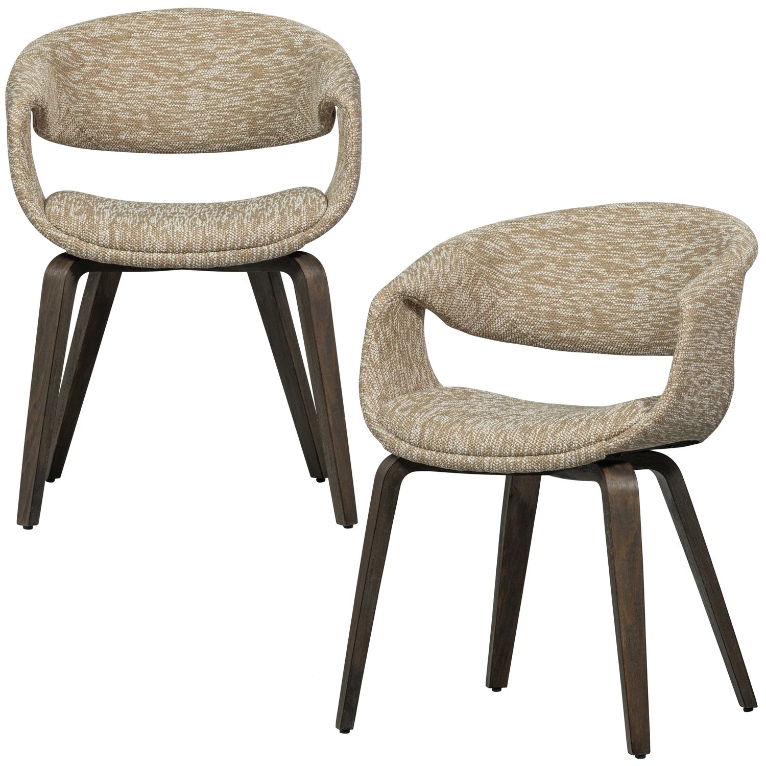 Sessel mit Armlehnen YOSSI beige mit braunem Holzgestell