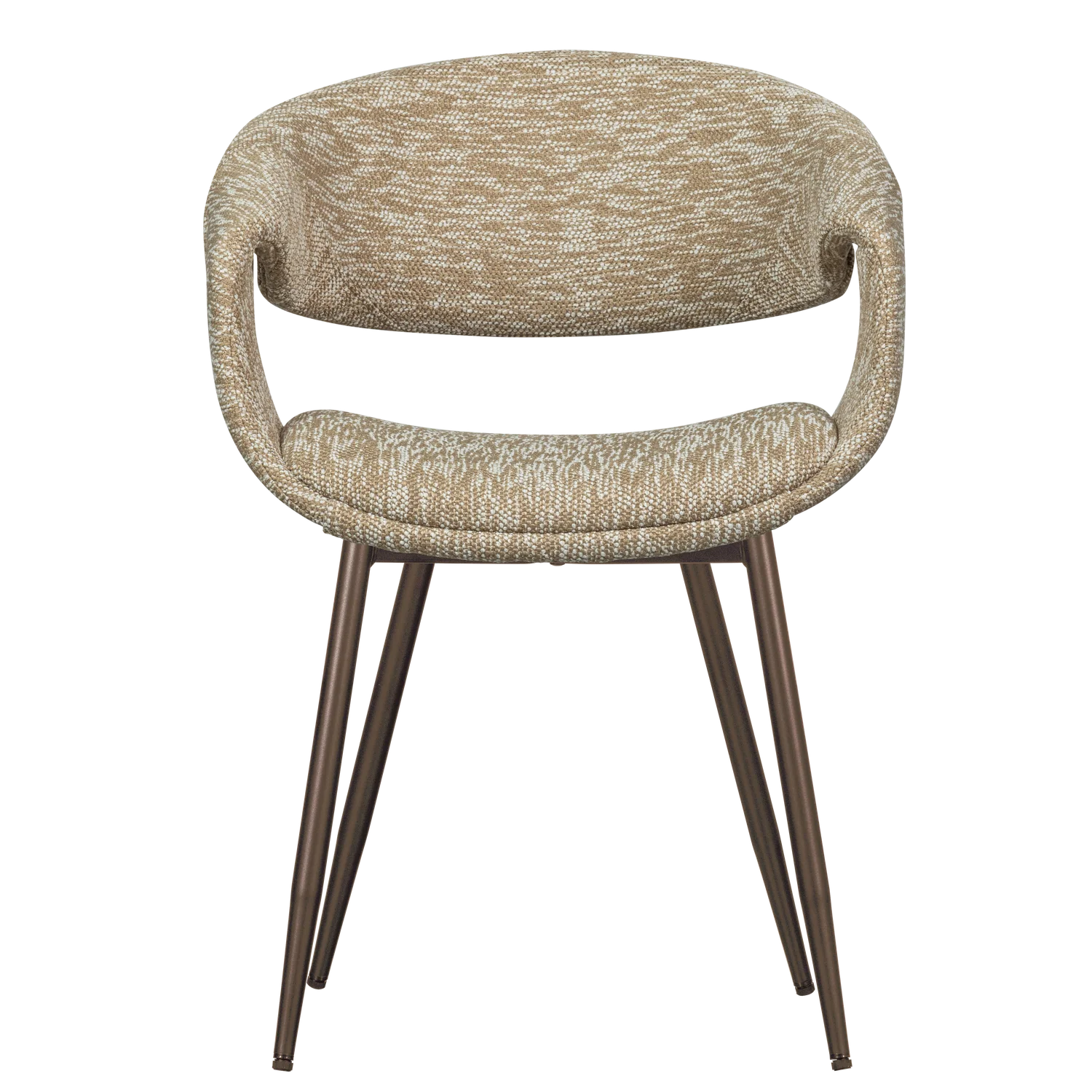 YOSSI Armchair in Beige with Brown Metal Base