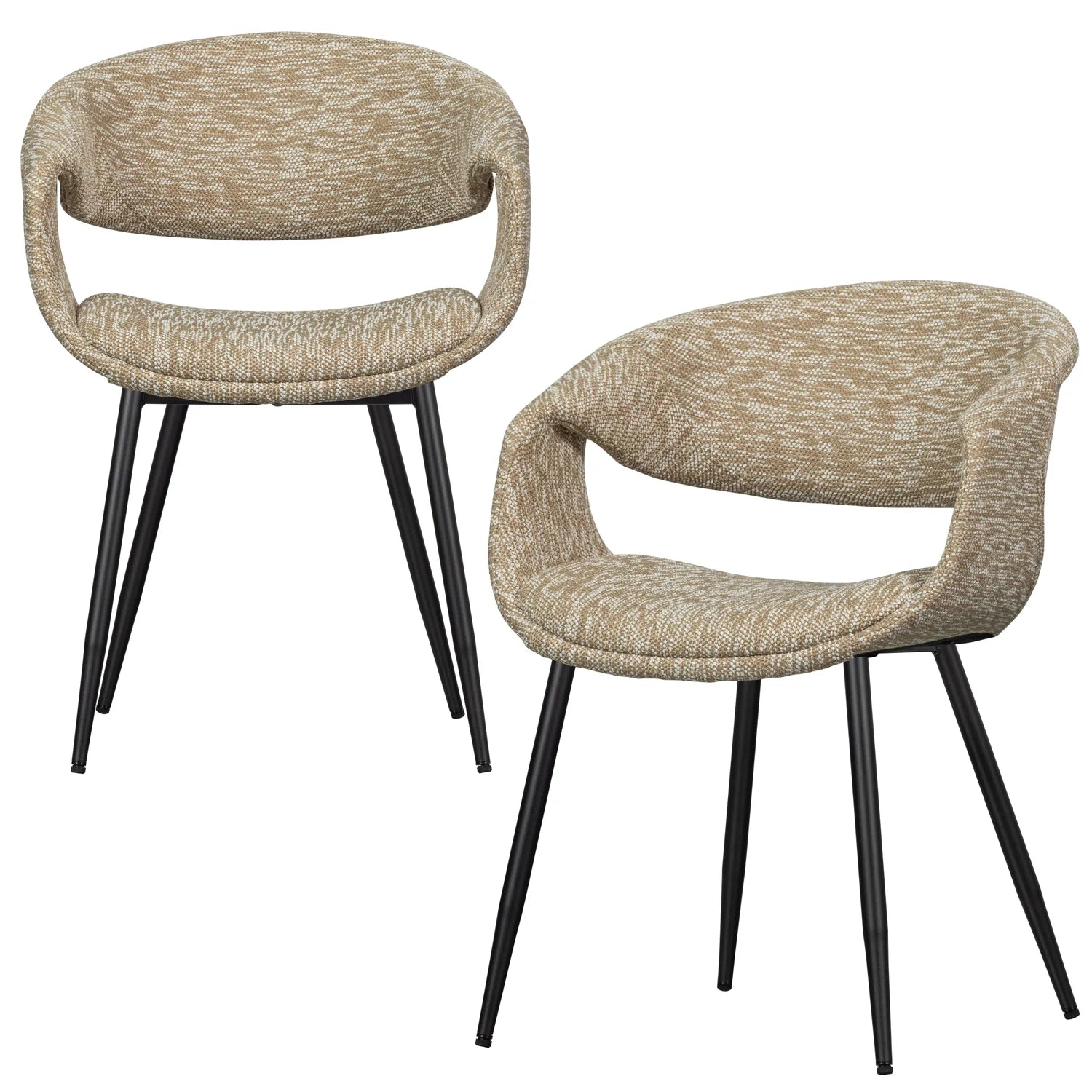 Sessel mit Armlehnen YOSSI beige mit schwarzem Metallgestell