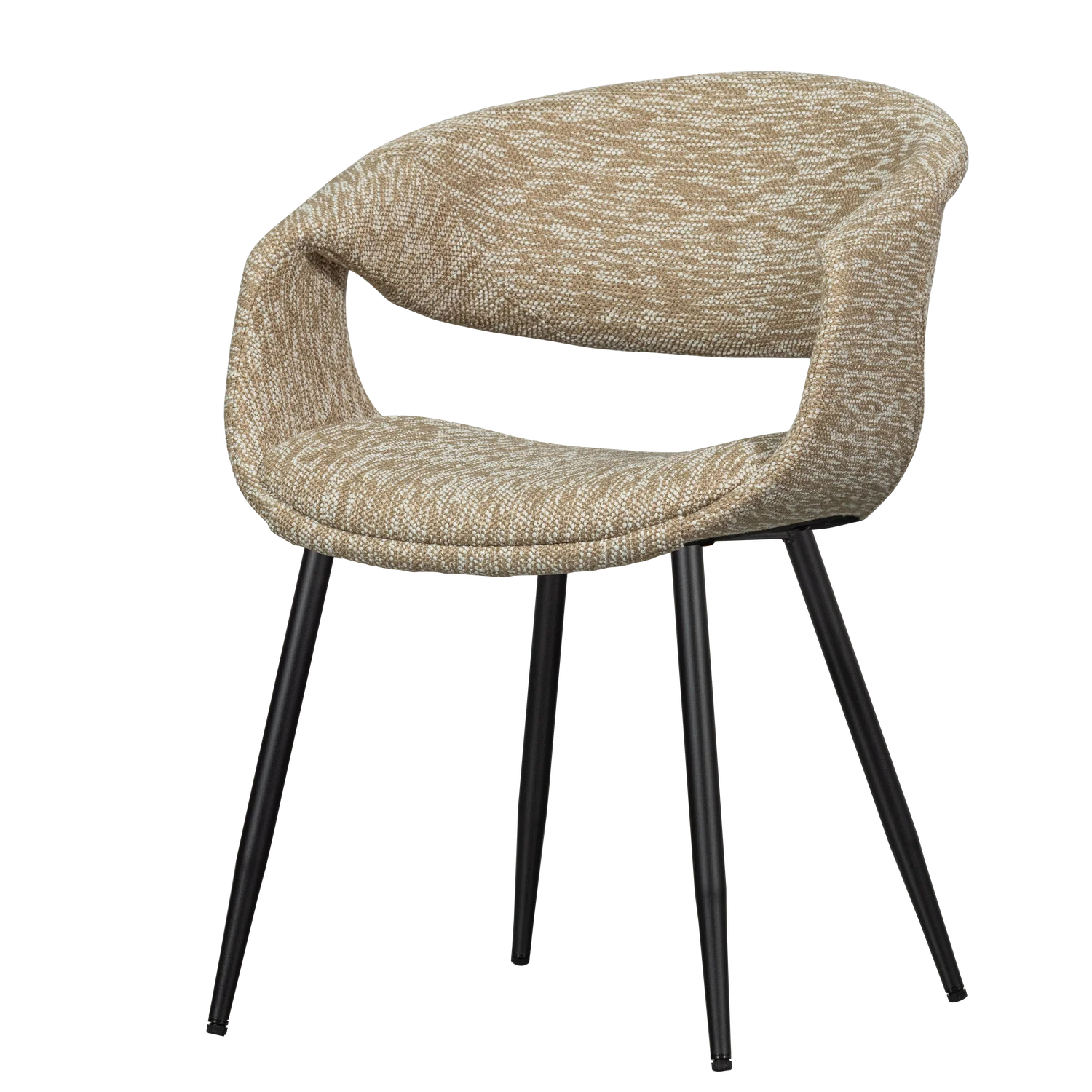 Sessel mit Armlehnen YOSSI beige mit schwarzem Metallgestell