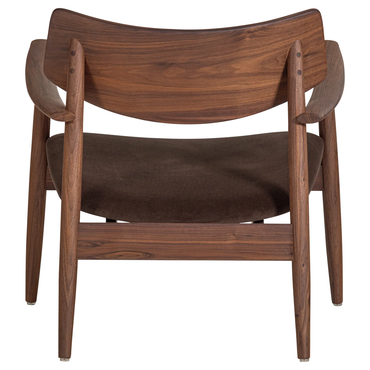 Sessel BASK mit braunem Sitz und Nussbaumgestell