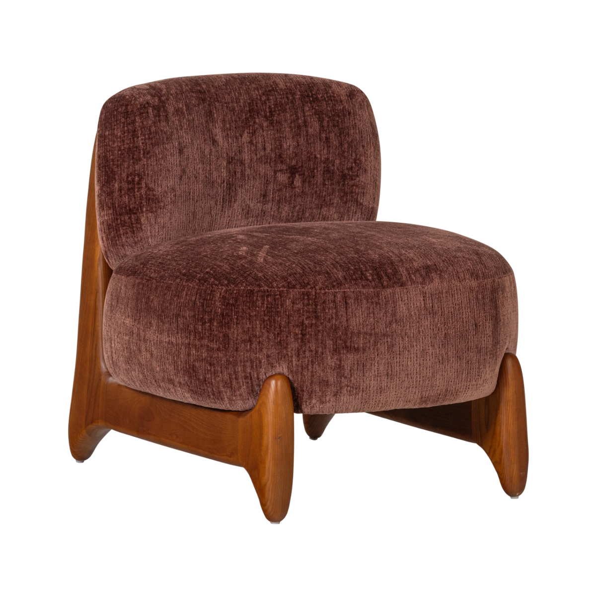 Sessel RUNI weinrot mit Holzgestell