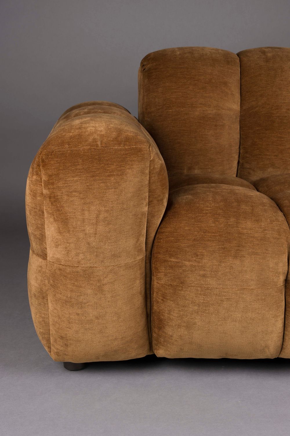 Modulares Sofa HACKMAN - linkes Endelement aus cognacfarbenem Samt
