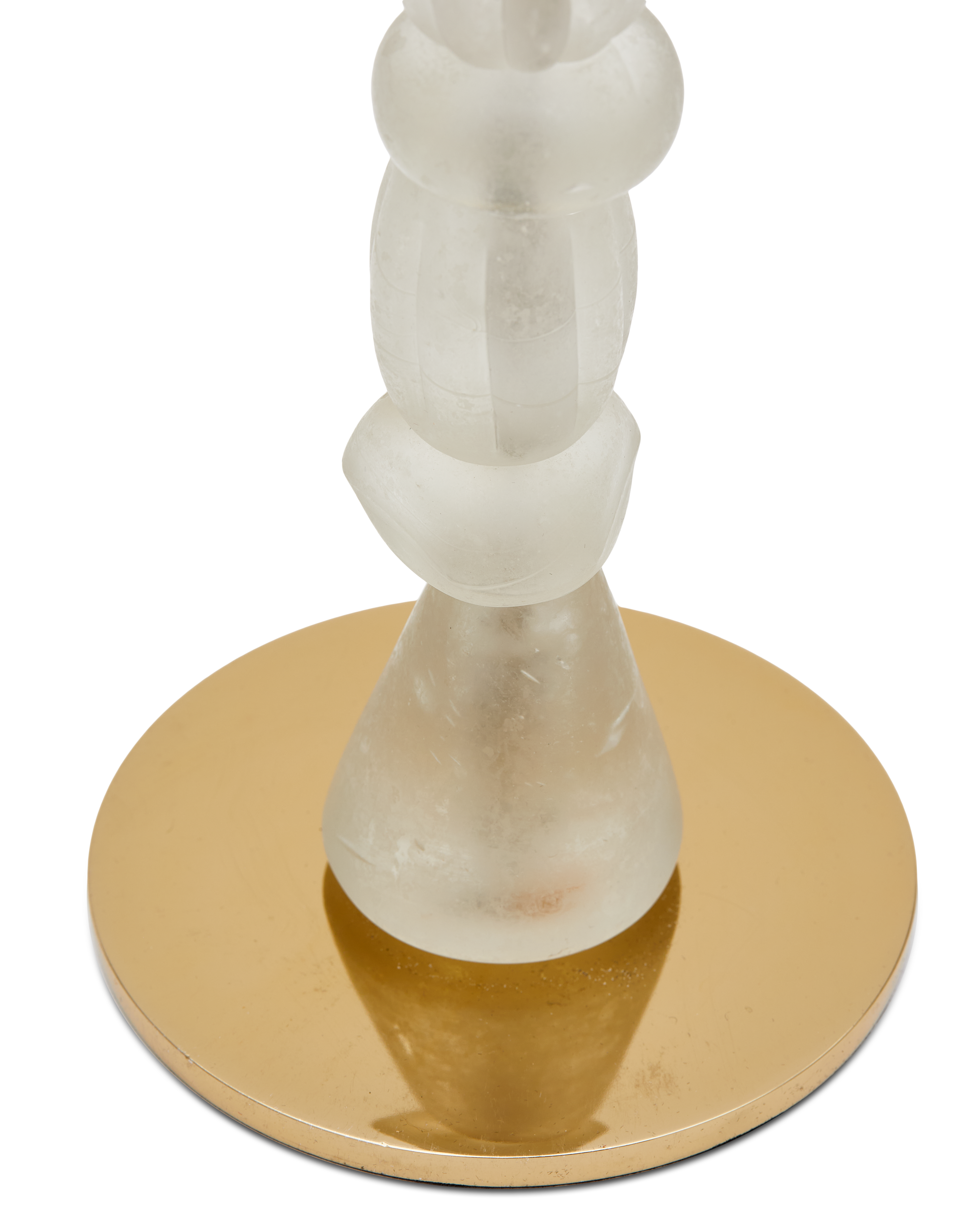 Single Candle Holder BEADS White with Gold Elements