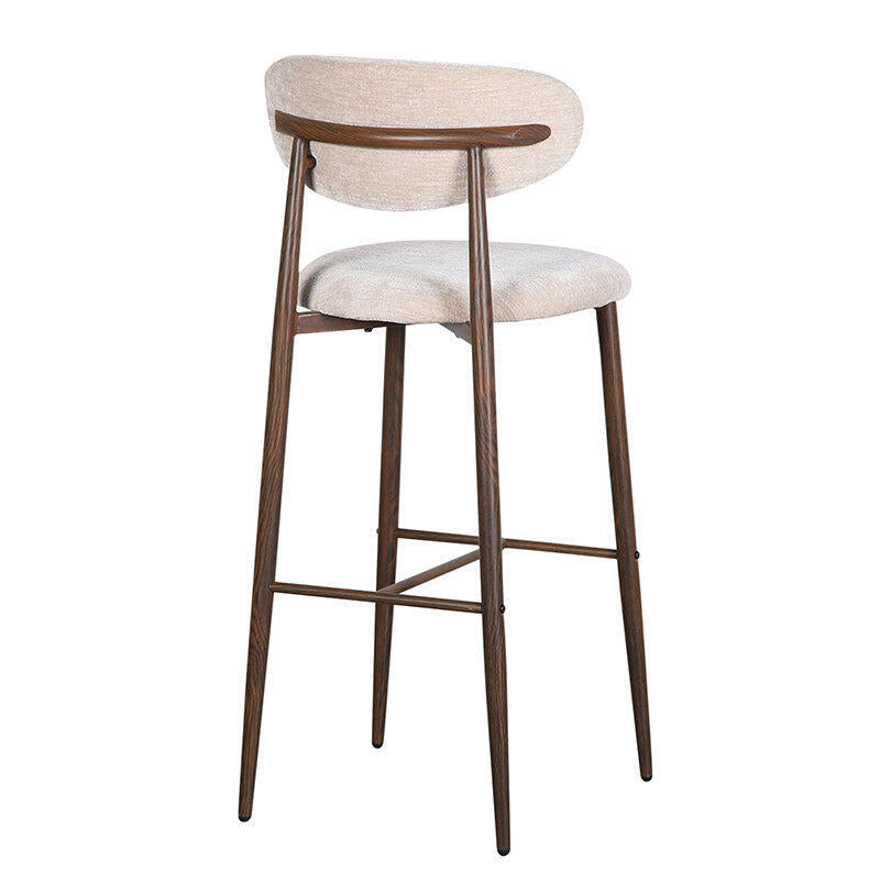Hocker JAPANDI beige mit dunklem Holzgestell