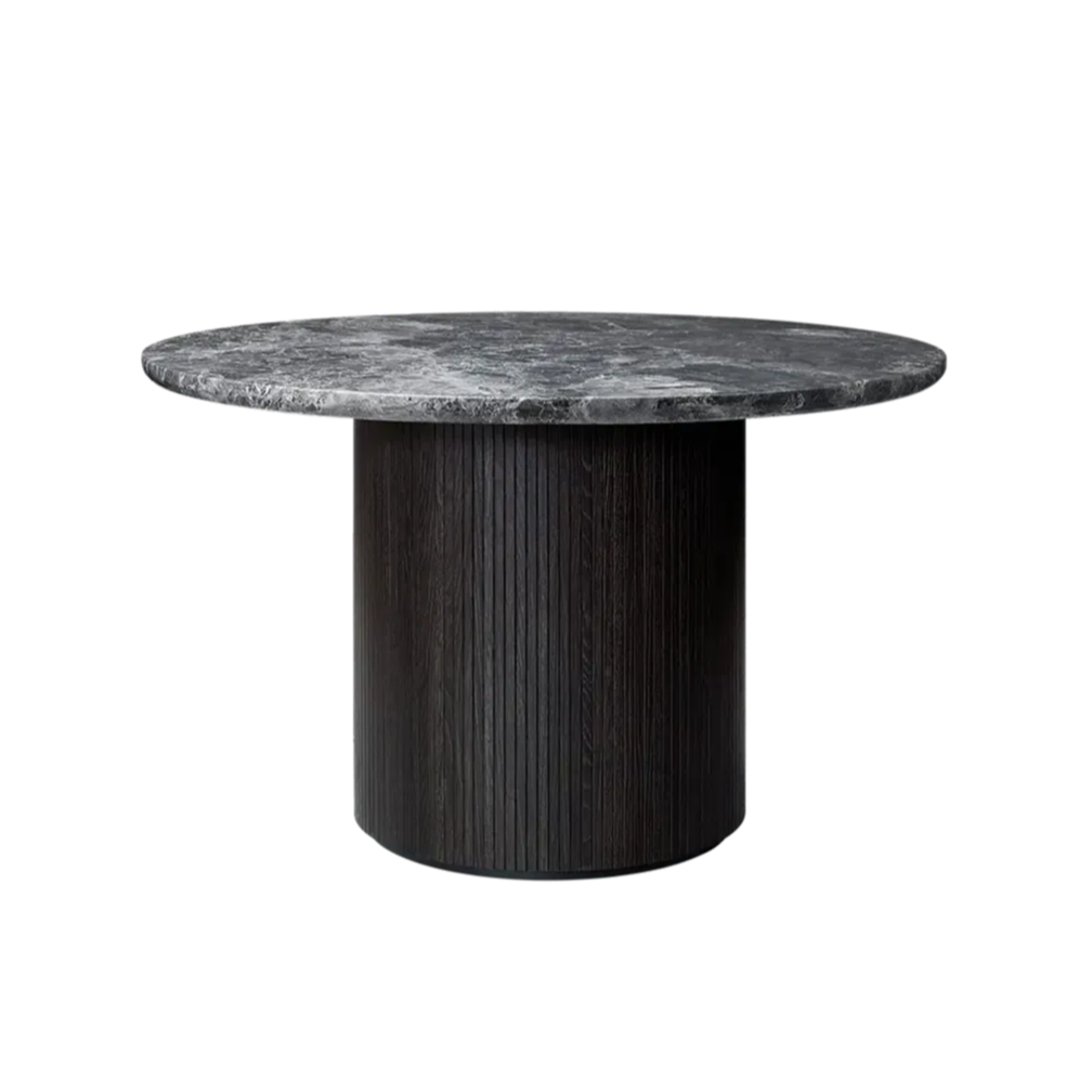 Runder Tisch MOON schwarz Eichenfurnier und Marmor