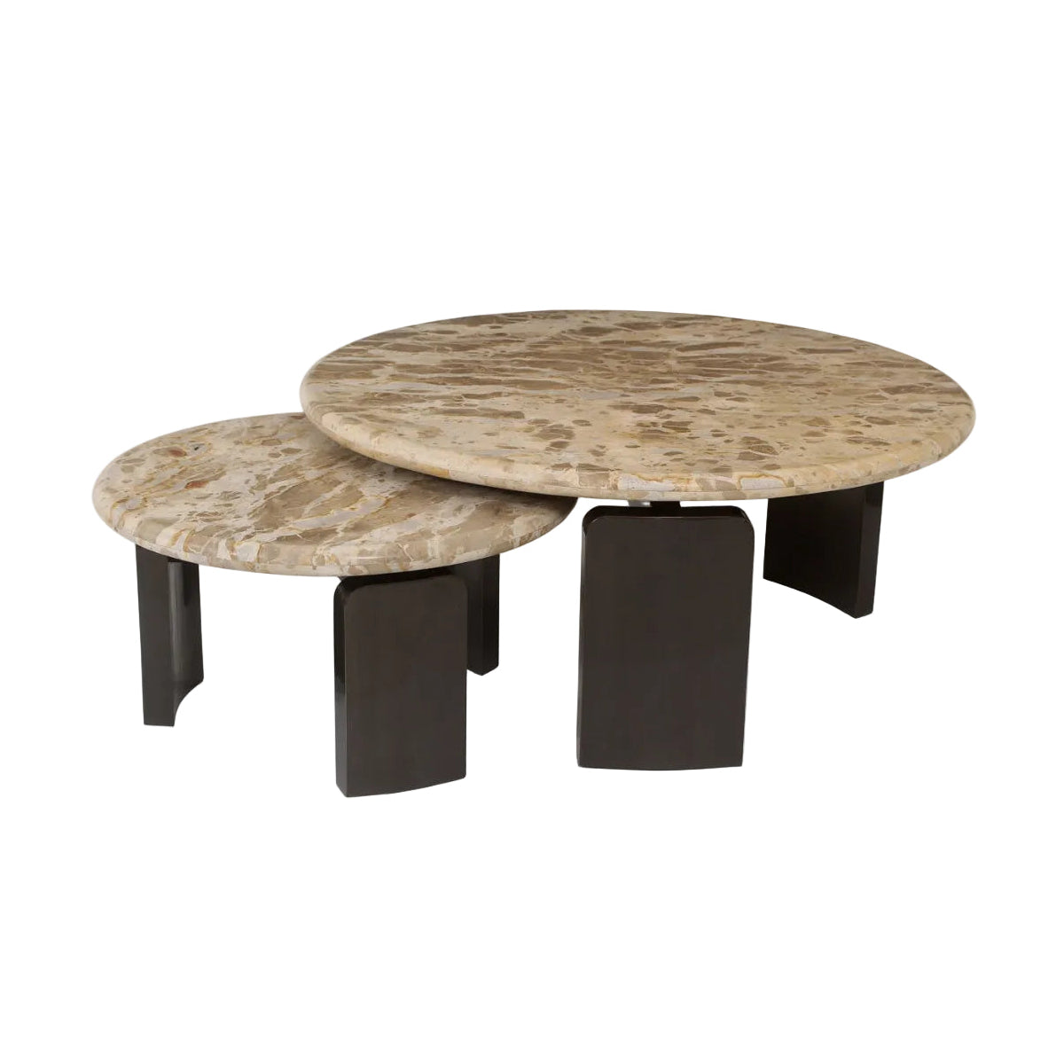 BAYONNE Coffee Table Set Beige Marble with Brown