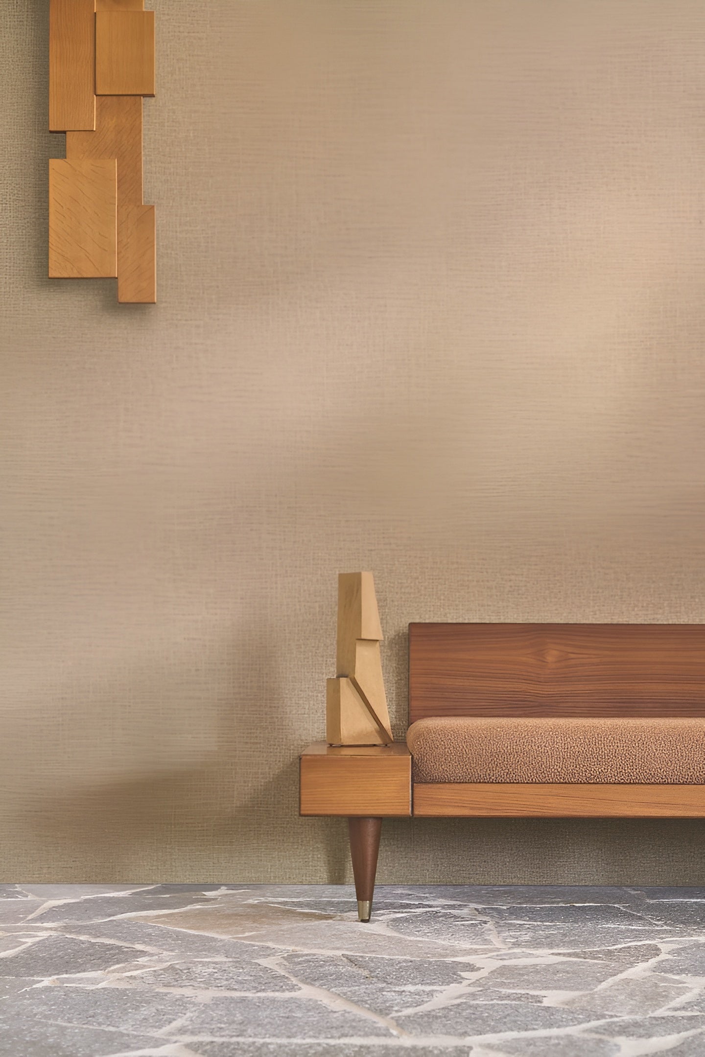 Structural vinyl wallpaper imitating linen canvas LINA - PIERRE BLEUE steel blue