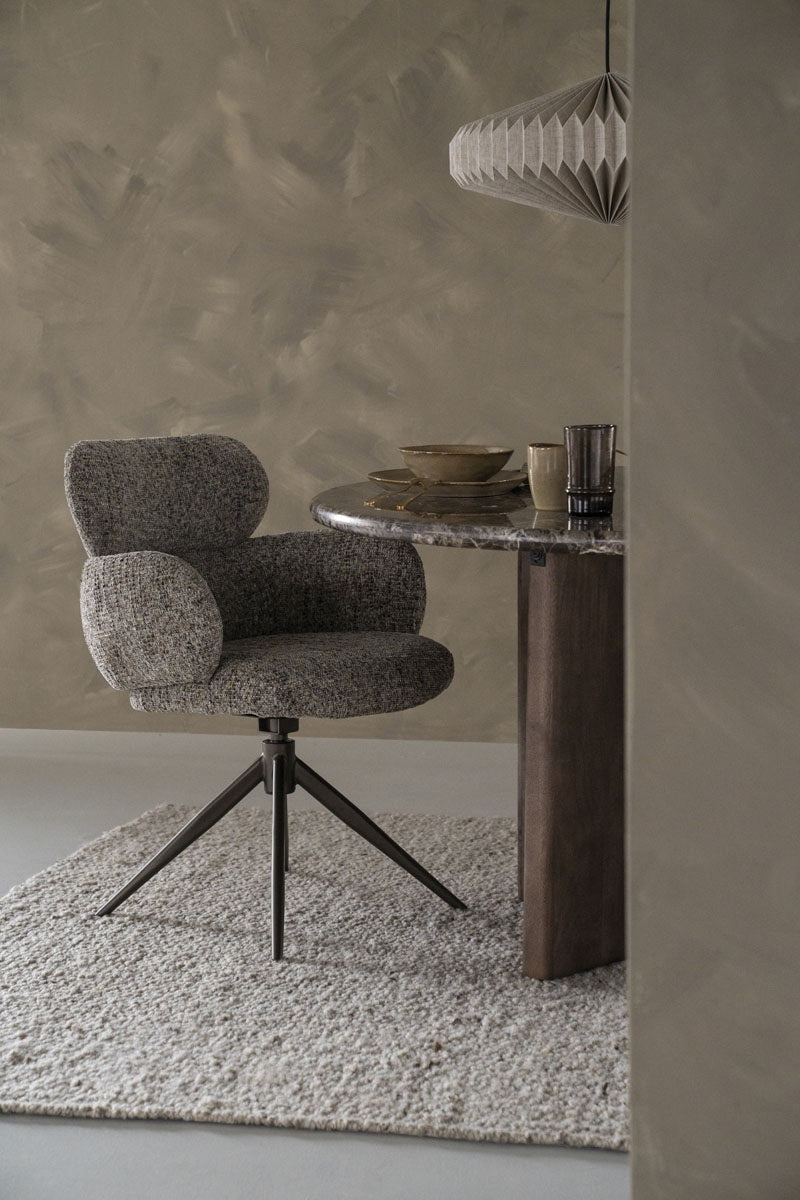 DARCIO swivel chair gray-brown mélange with dark brown base