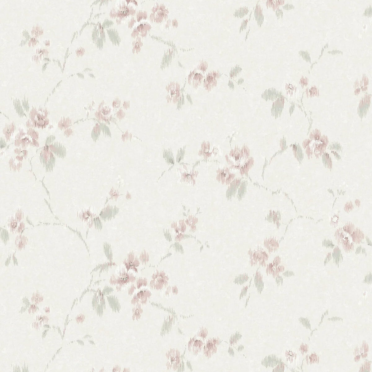 Non-woven paper wallpaper with a floral pattern VINTAGE ROSE in off-white with pink