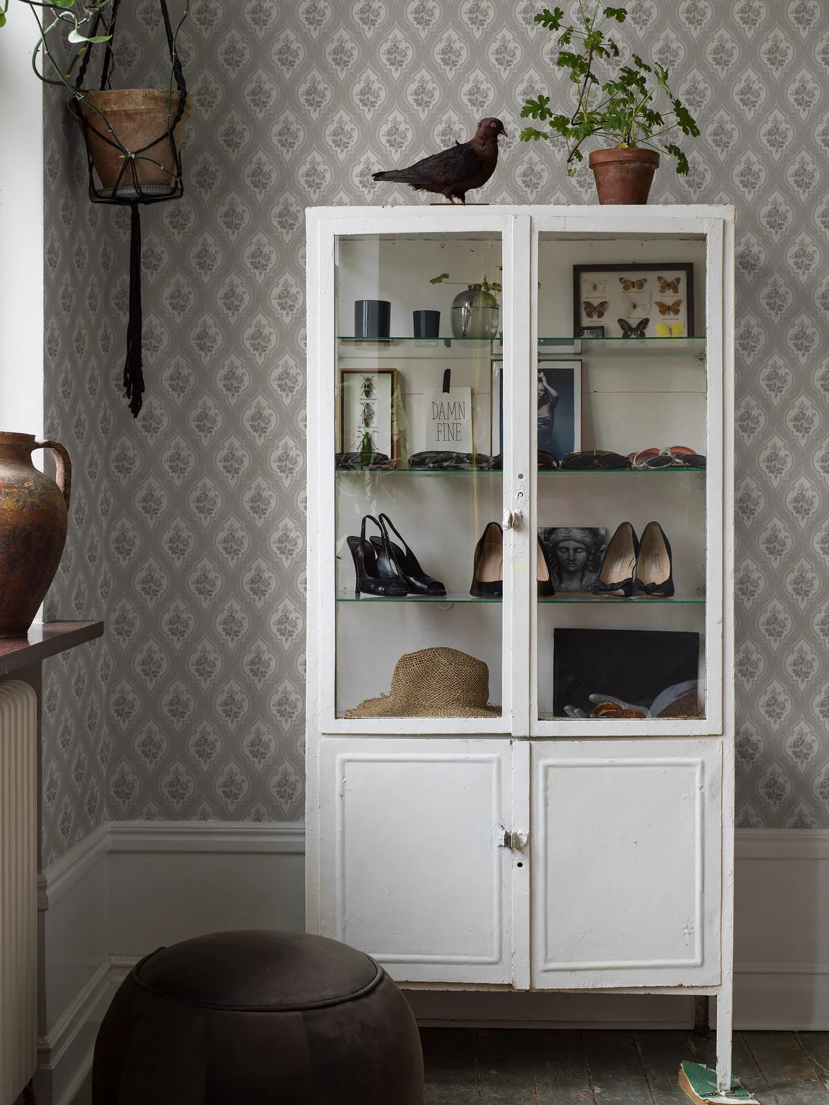 Tapete mit pflanzlichem Medaillonmuster ETERNAL FLOWER beige