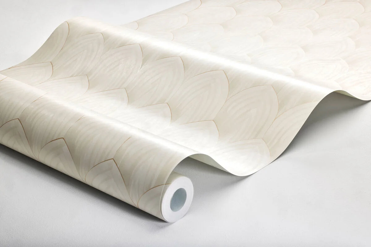 Tapete mit geometrischem Muster von Bögen GOLDEN ARCHES gebrochenes Weiß