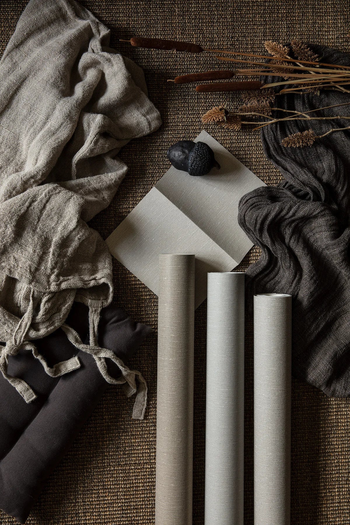 Strukturierte Tapete, die Leinen imitiert - MUSCOT LEINEN hellbraun