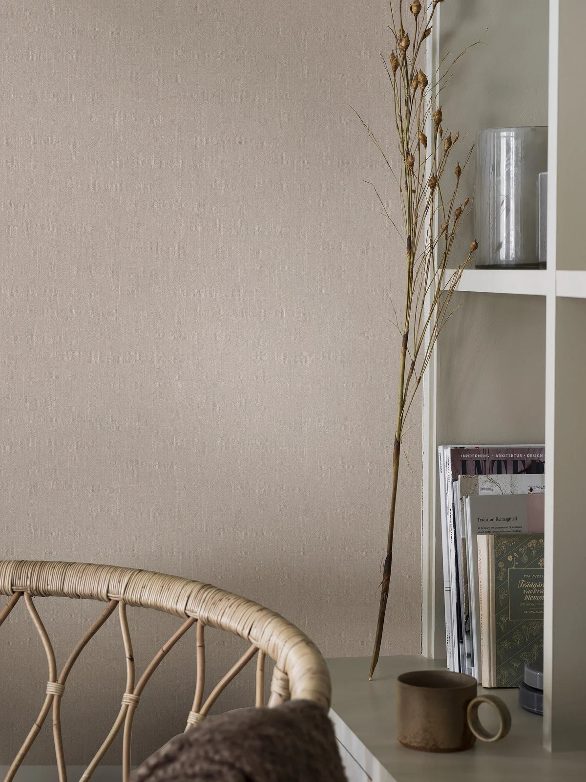 Structural wallpaper resembling linen LINEN - SOFT BLUSH light pink