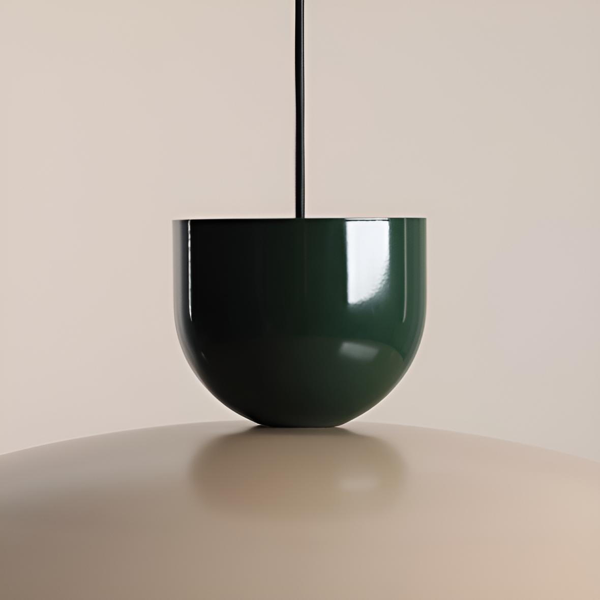 Beige with green hanging lamp with green