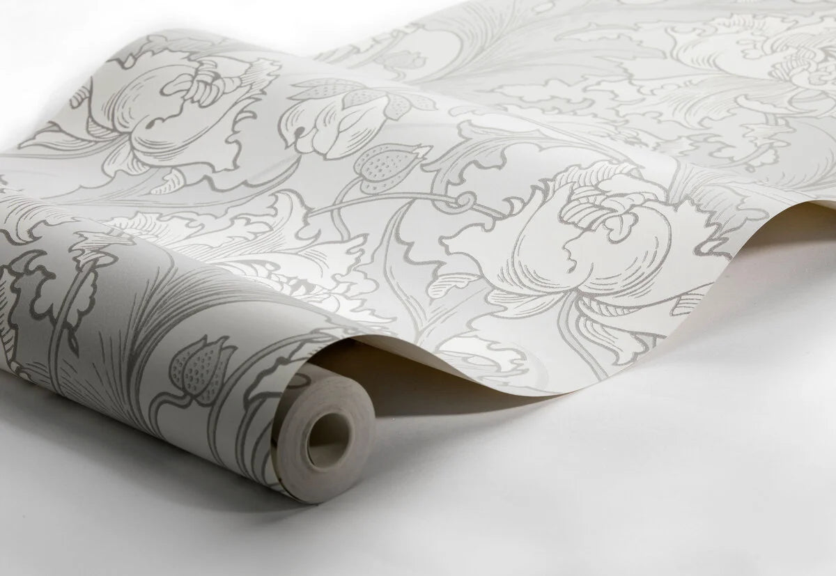 Vlies-Tapete mit pflanzlichem Muster SIRI perlgrau mit Creme