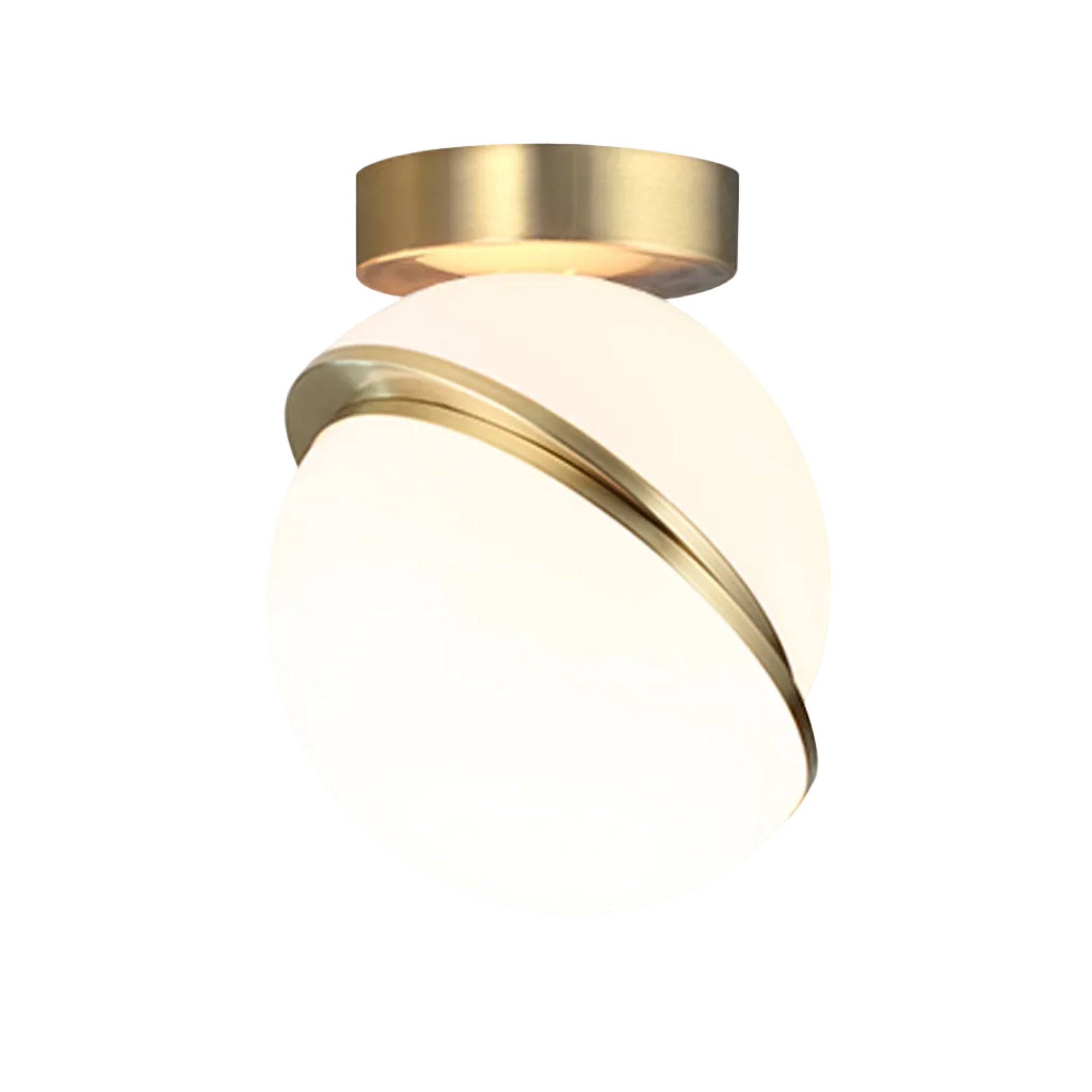Deckenlampe CRESCENT mit opalisiertem Schirm und Messingdetails