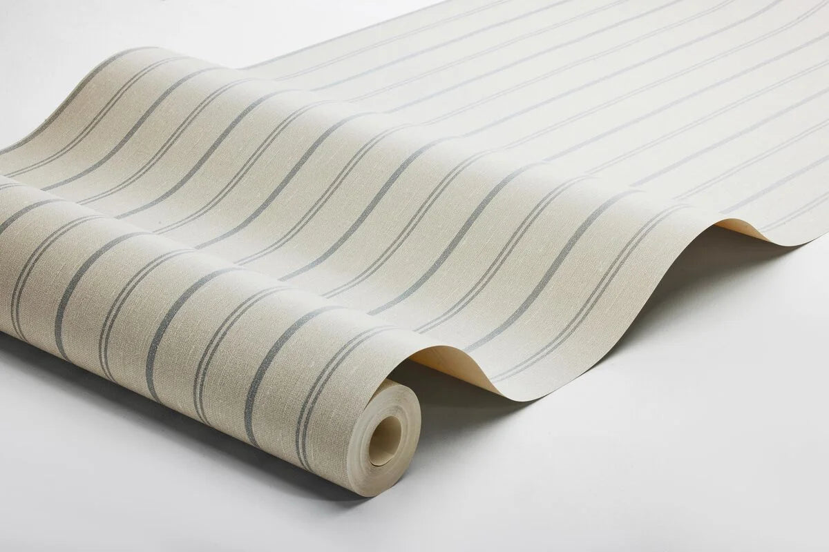 Tapete mit Streifen WOODLAND STRIPE dunkelbeige mit Grau