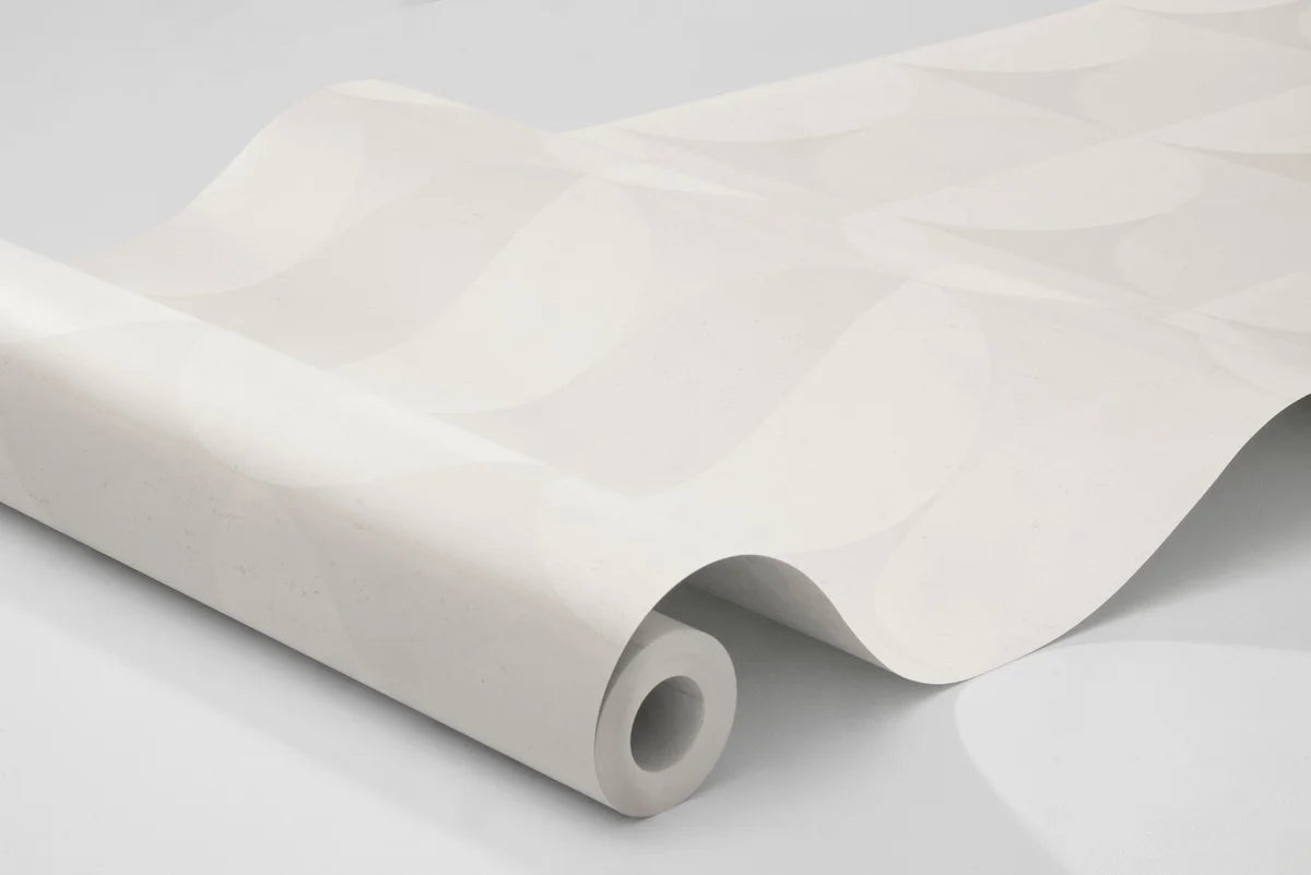 Vlies-Tapete mit geometrischem Muster SAHARA MOON in gebrochenem Weiß