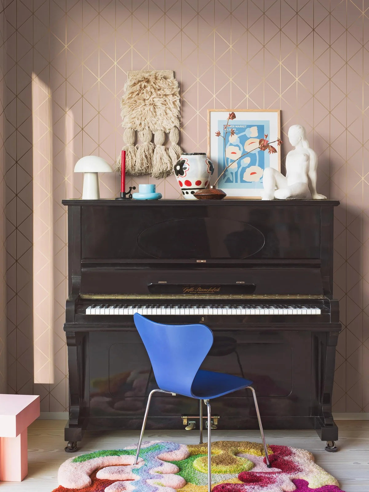 Vlies-Tapete mit geometrischem Muster DIAMONDS rosa