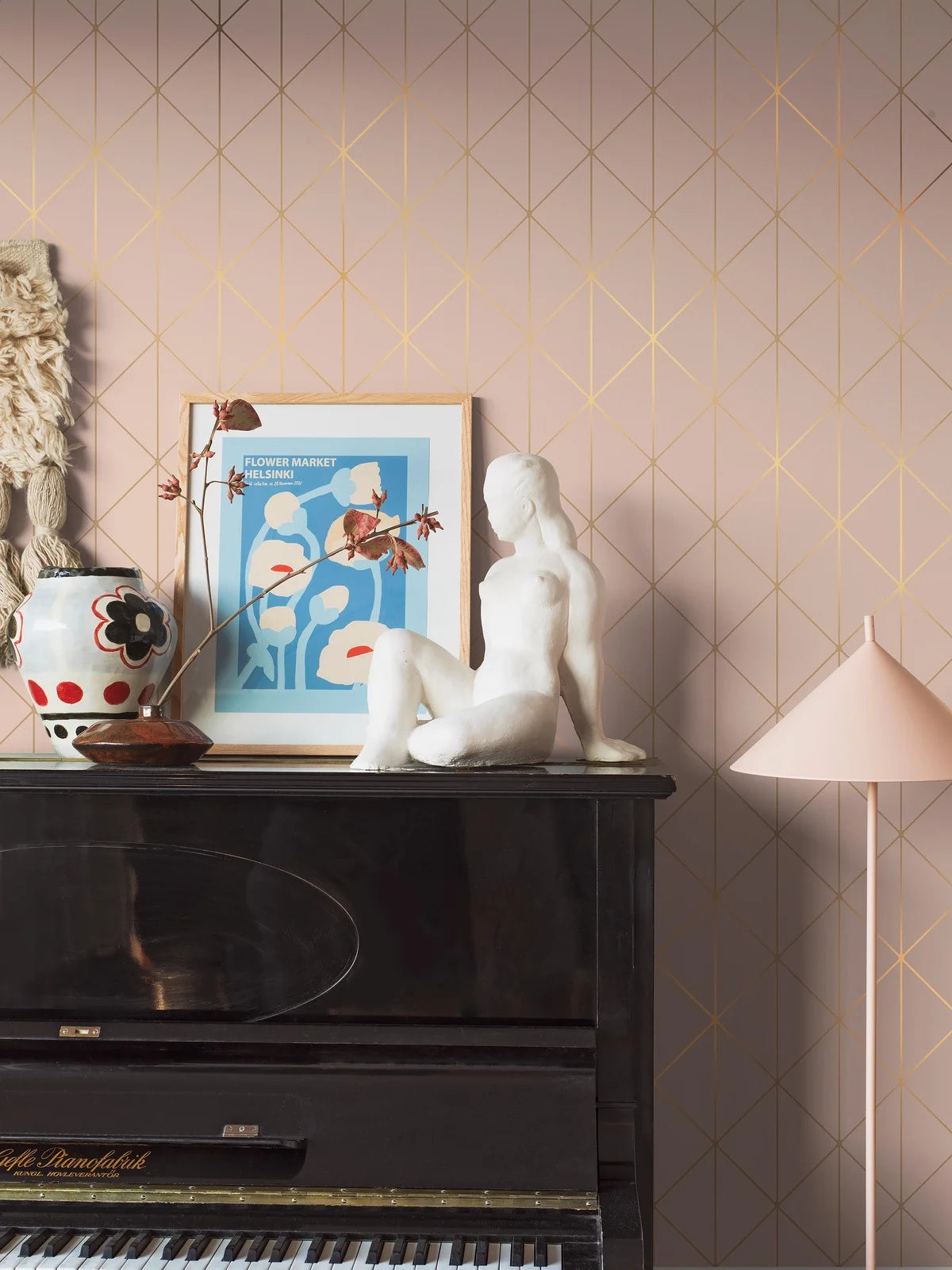 Vlies-Tapete mit geometrischem Muster DIAMONDS rosa