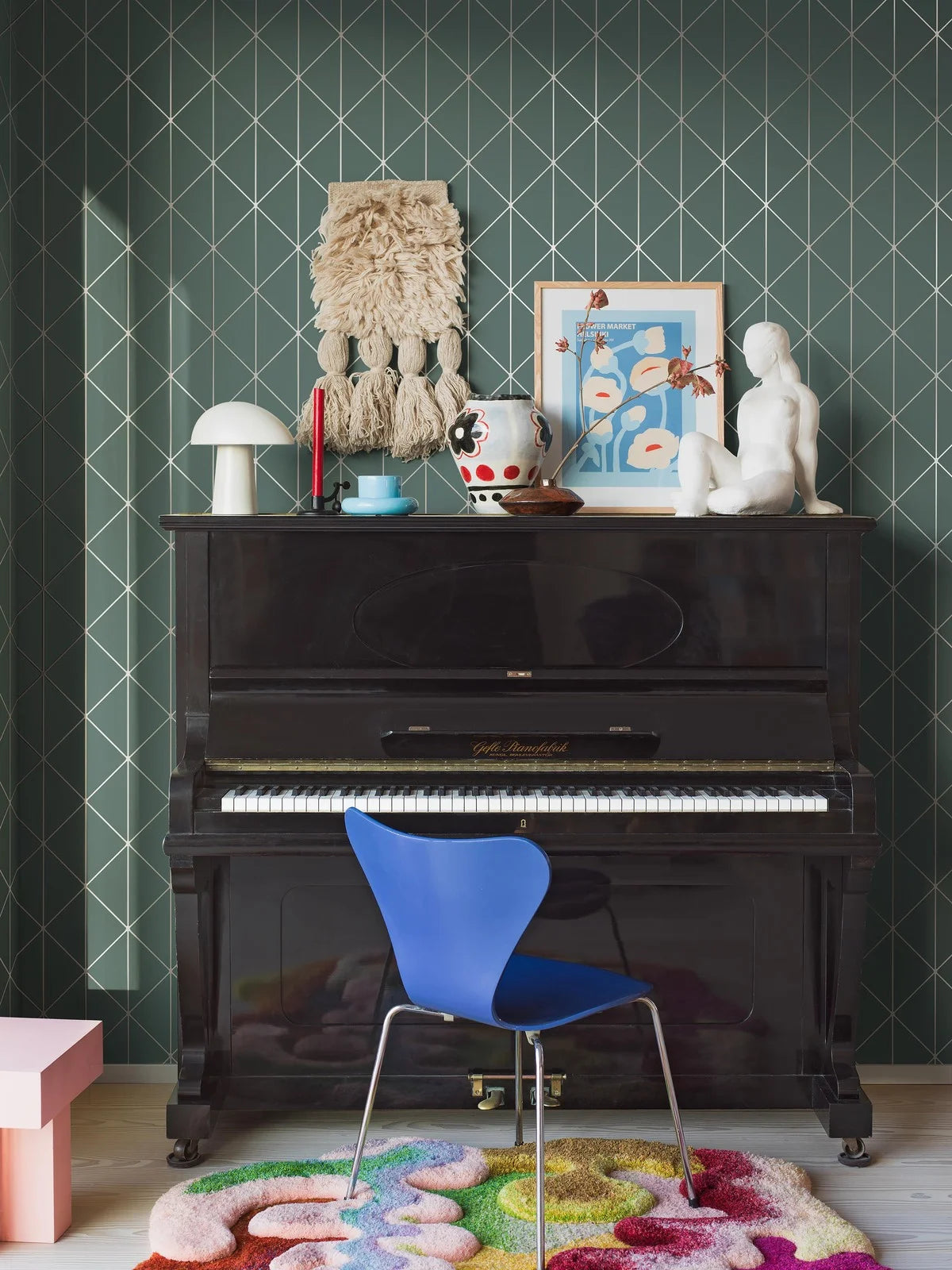 Vlies-Tapete mit geometrischem Muster DIAMONDS grün