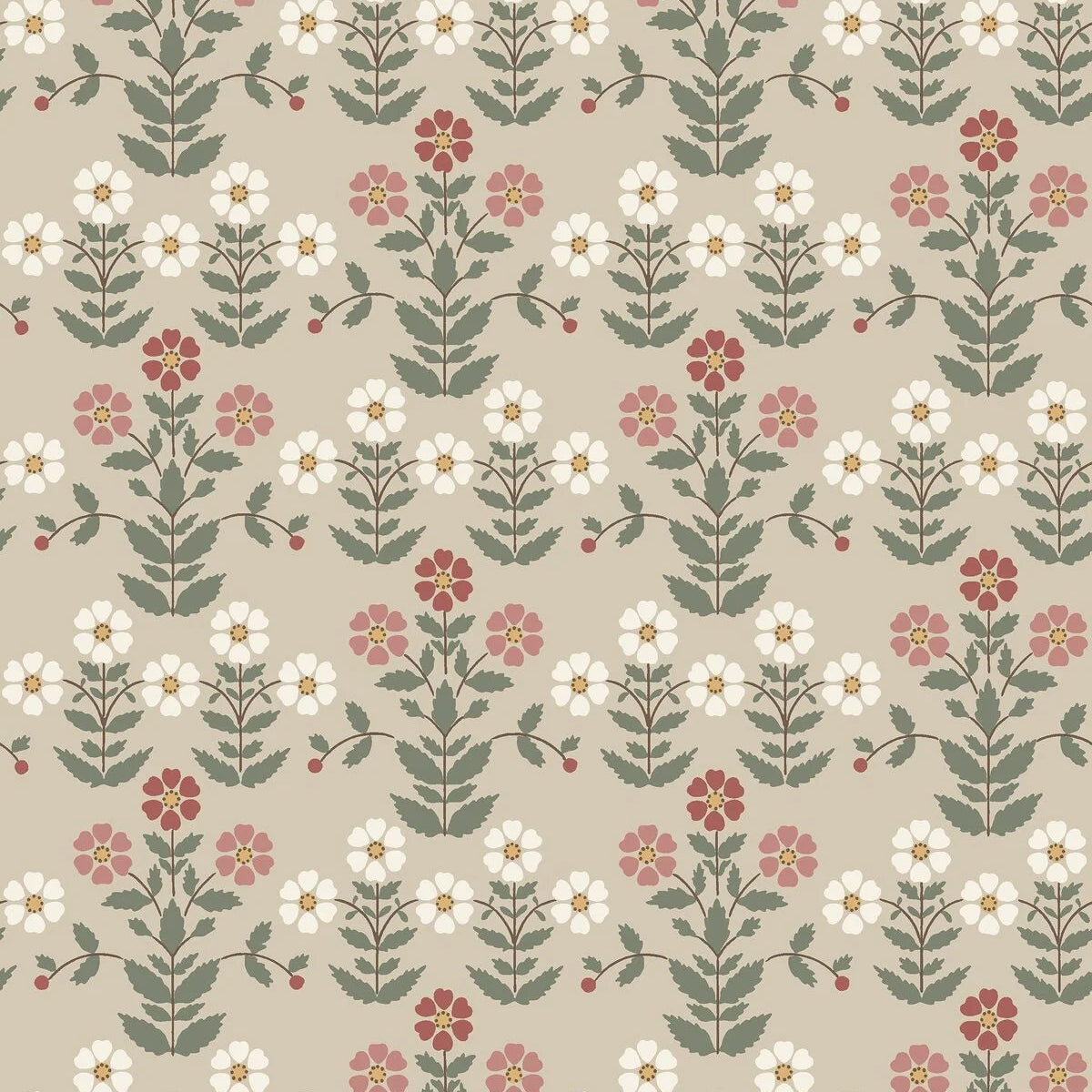 Tapete mit pflanzlichem Blumenmotiv SIPPOR braun mit weißem