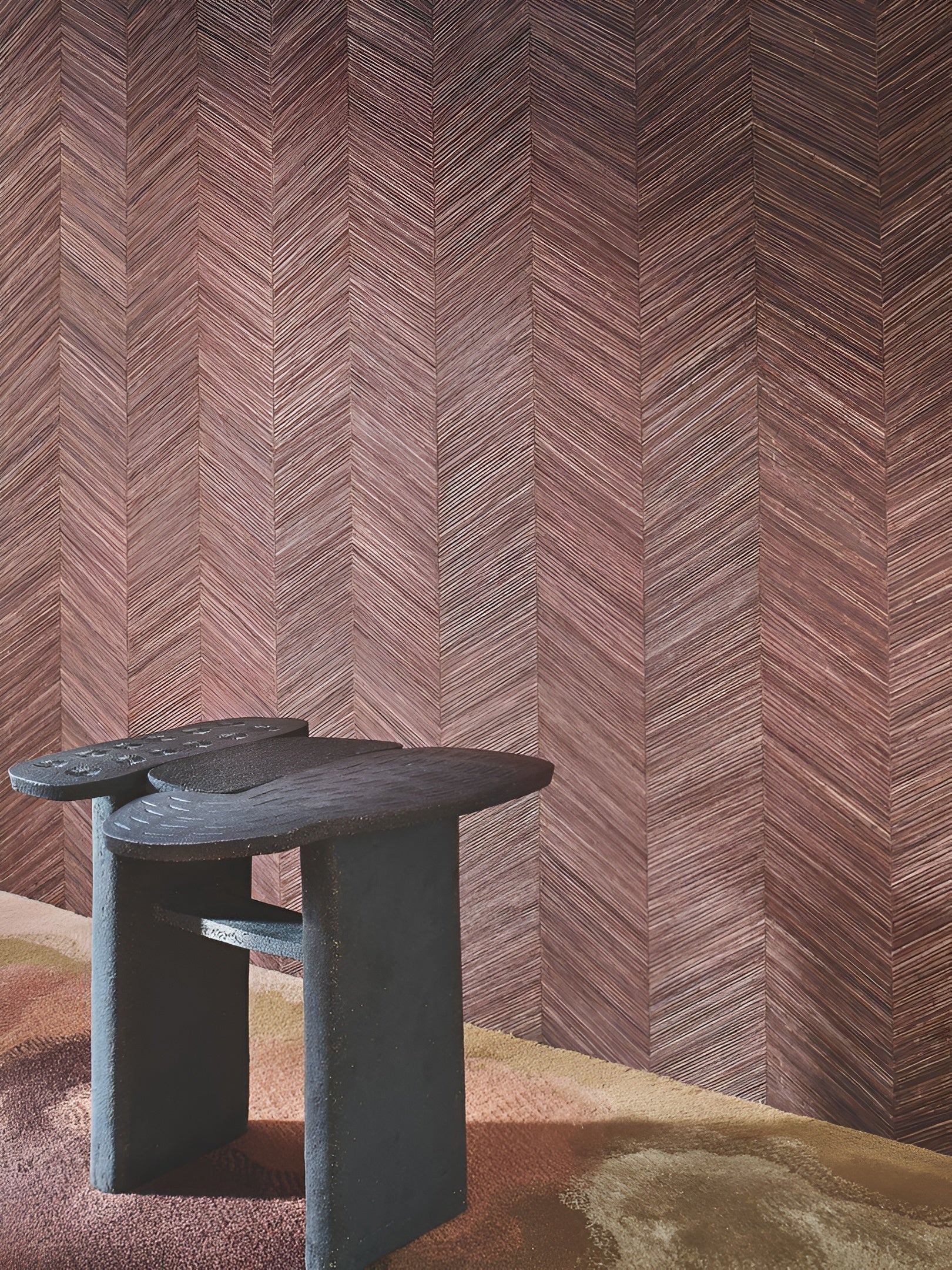 Herringbone Pattern Wallpaper OCOTEA - CÈDRE ROUGE Brown