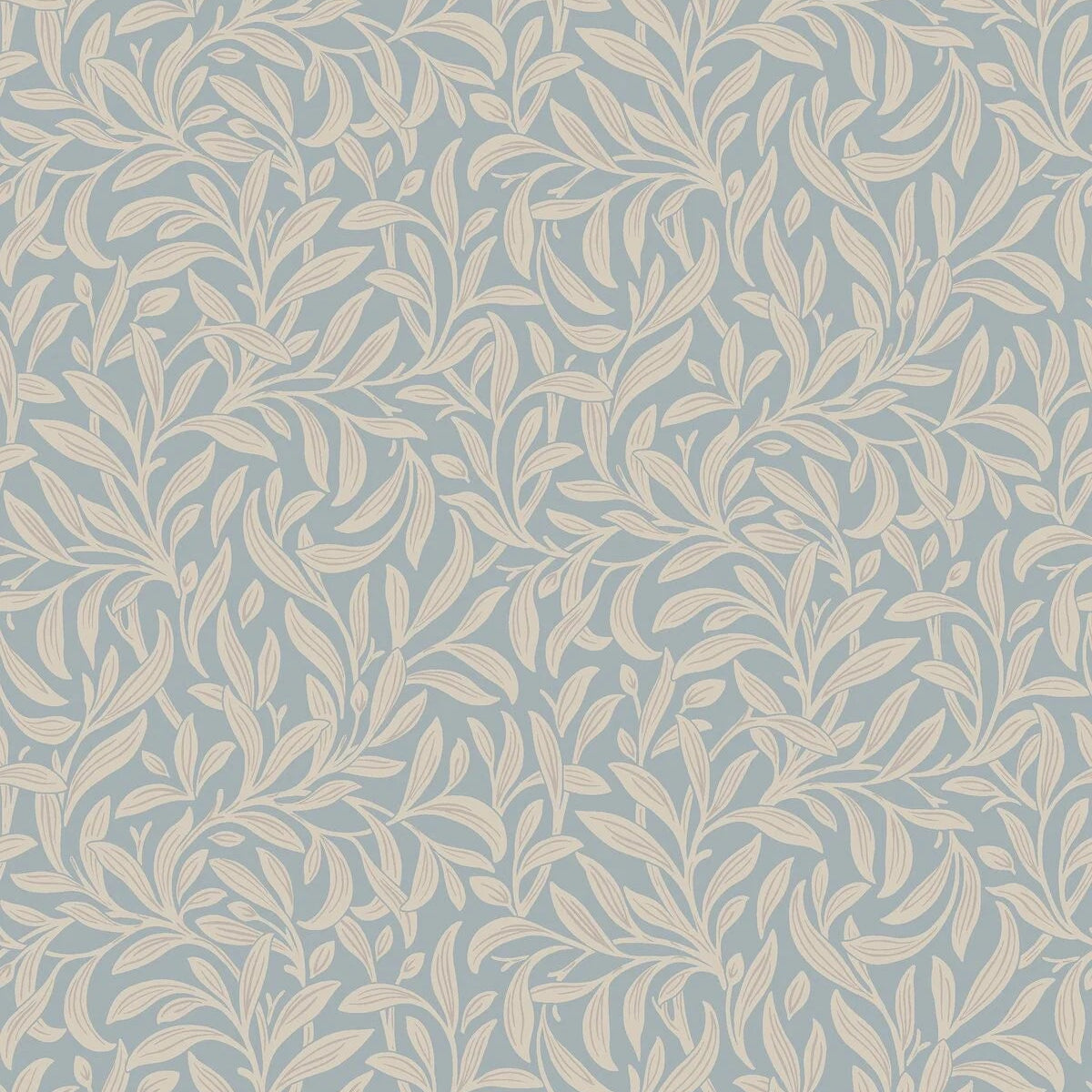Tapete mit Pflanzenmotiv in Blättern VINTERGRONA himmelblau mit beige