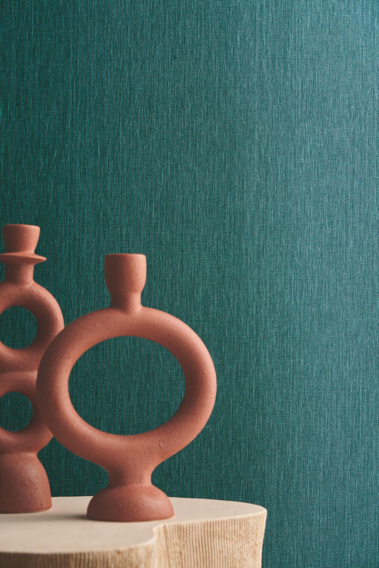 Strukturierte Textiltapete aus Leinen ATMOSPHERE - SENF