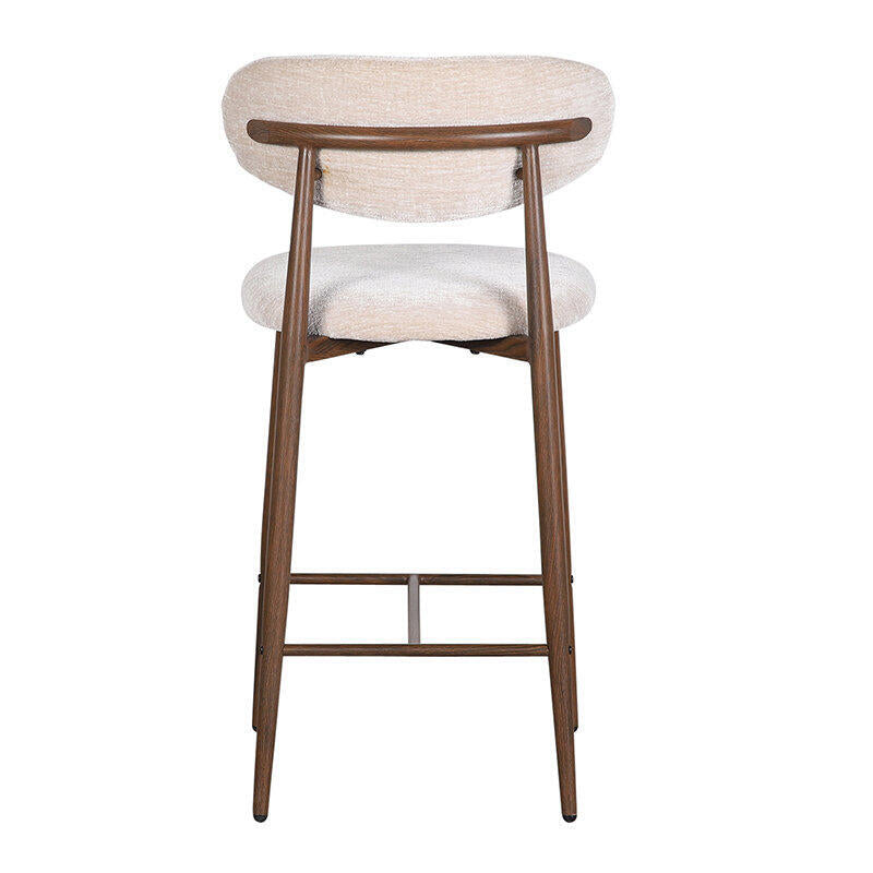 Hocker JAPANDI beige mit dunklem Holzgestell