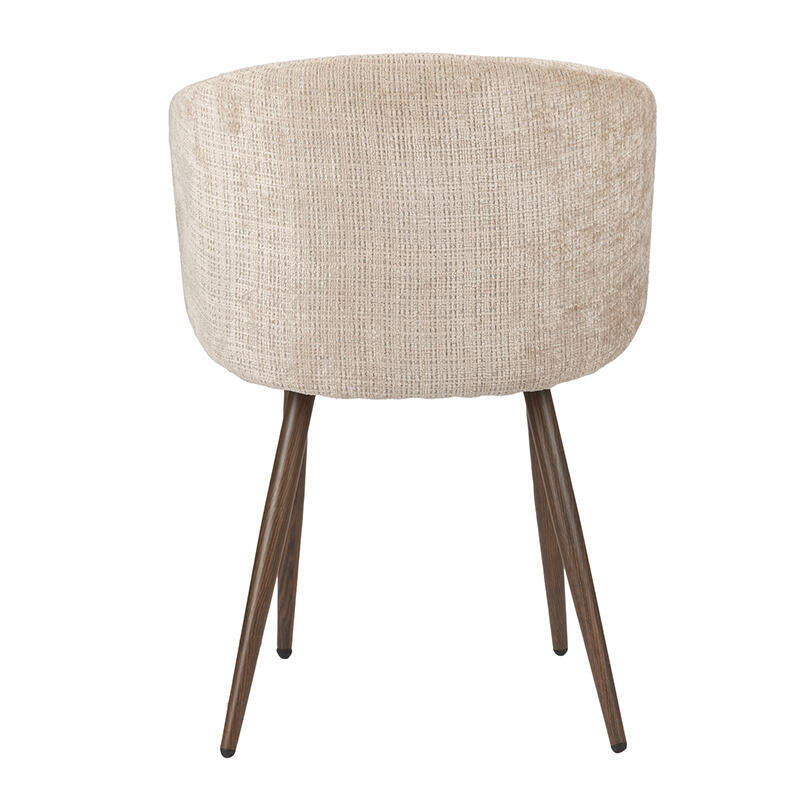 LUNA Chair in Cream Beige with Dark Wooden Base