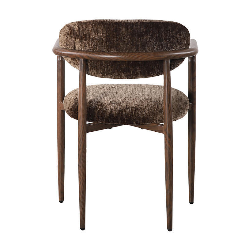 SAKE Armchair in Brown with Dark Wooden Base