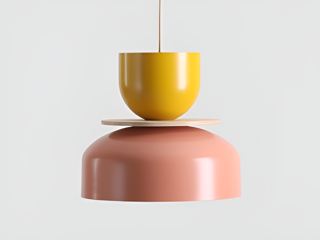 Hanging lamp uto yellow with coral